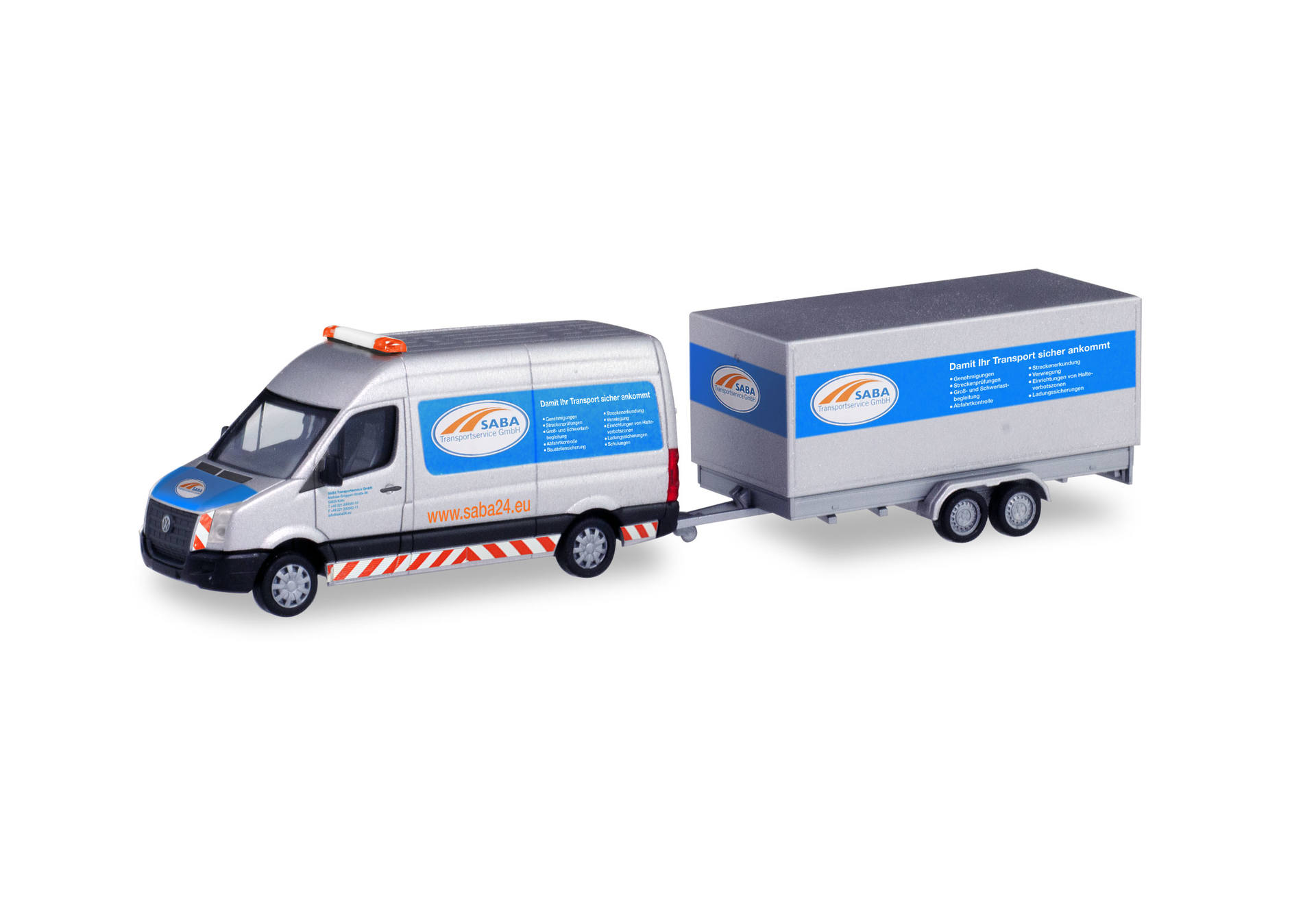 Volkswagen Crafter box high roof with tandem trailer truck "SABA Transportservice"