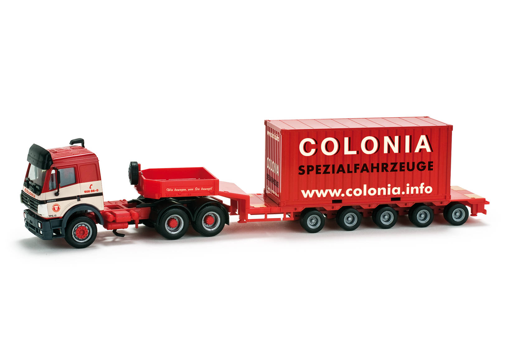 Mercedes-Benz SK´94 low-boy semitrailer with container "Colonia"