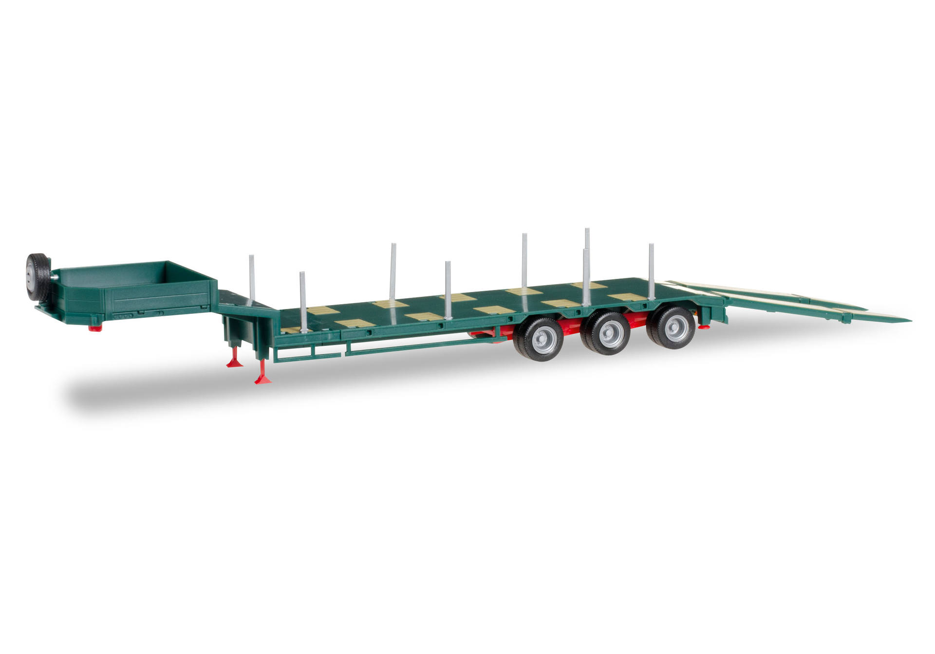 Goldhofer low boy trailer 3-axle with assembled chutes, mossgreen