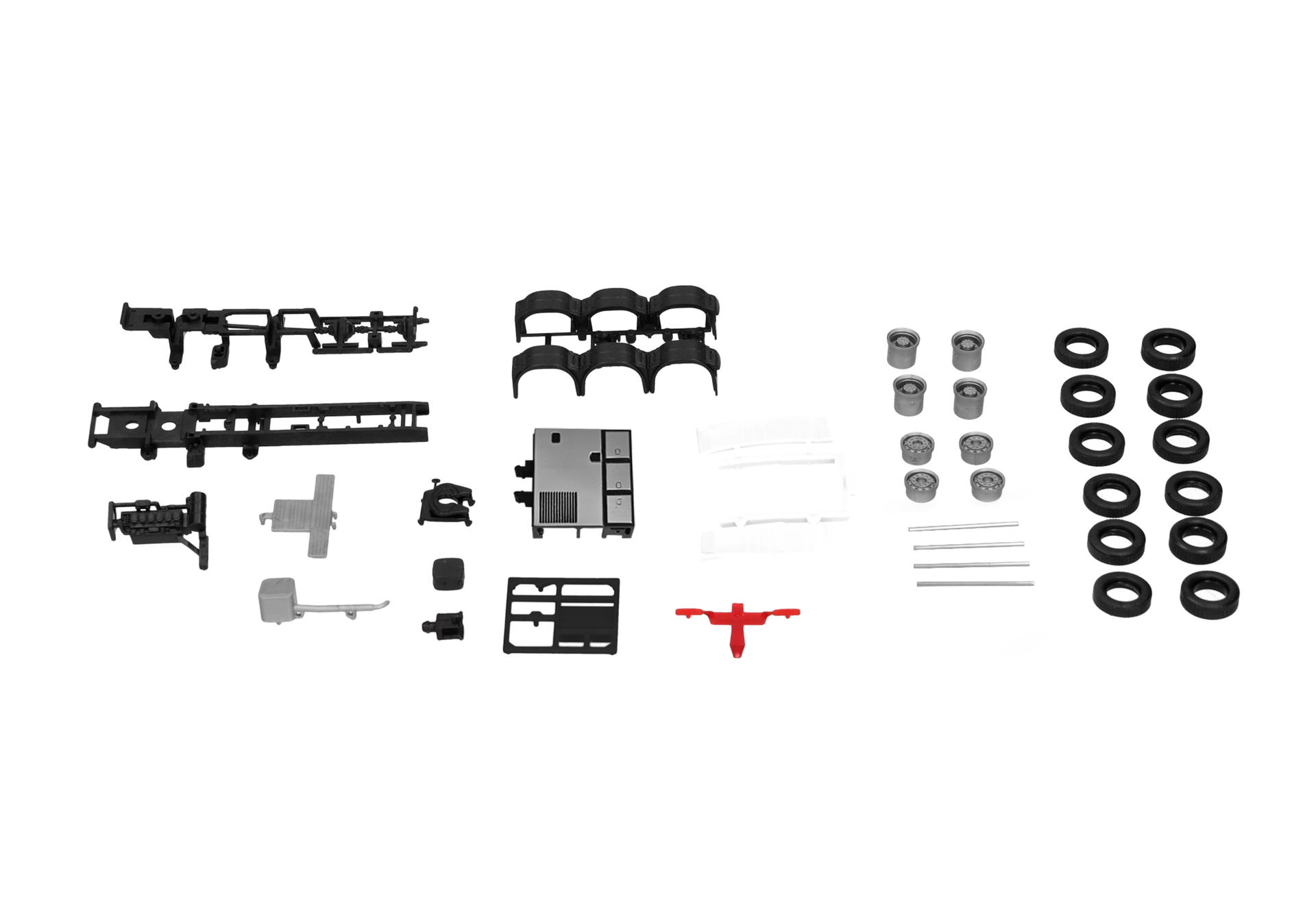 model kit, assembly parts, miniature, tanks wheels, red part