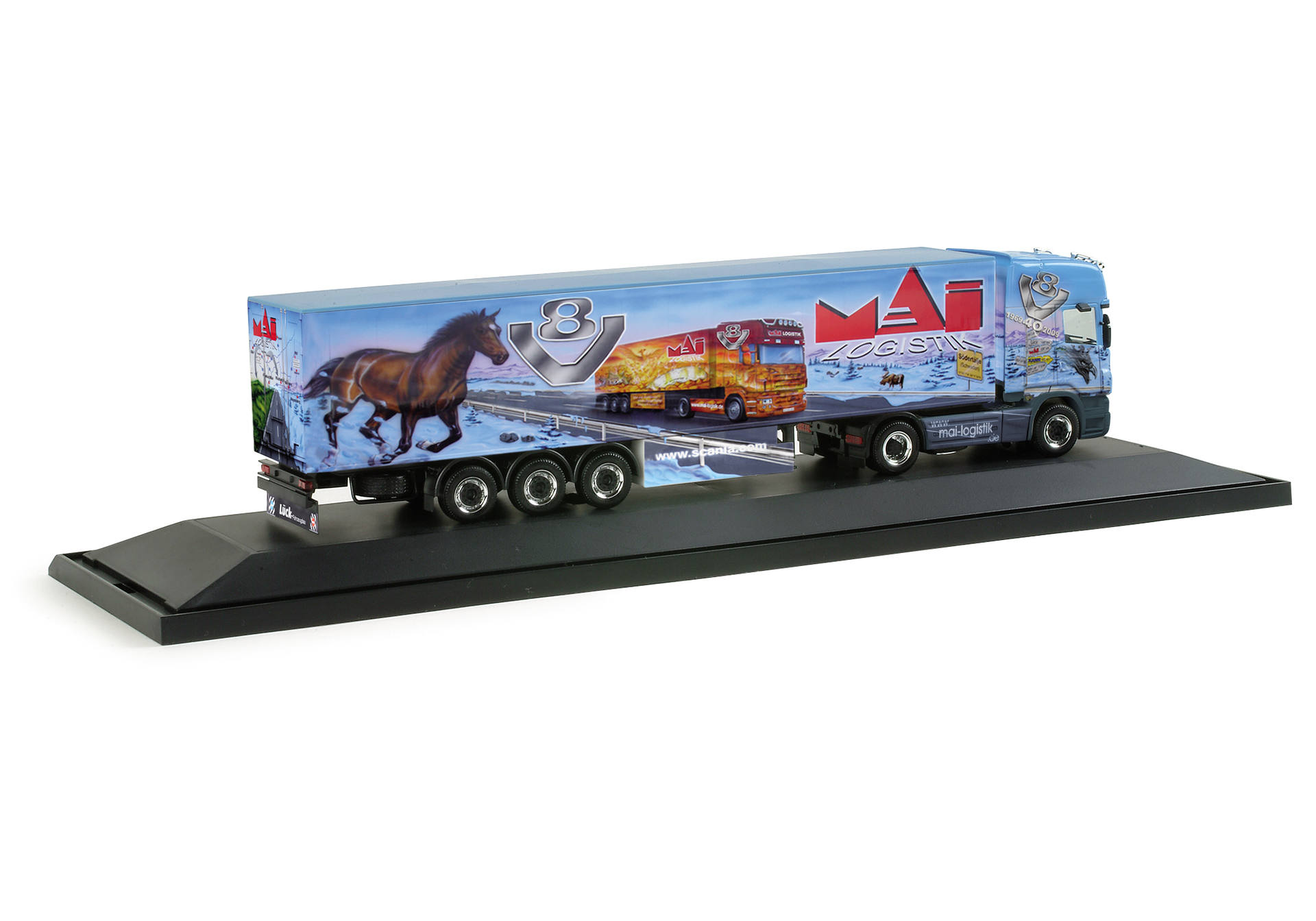 Scania R TL walking floor semitrailer "Mai/40 Jahre Scania V8"