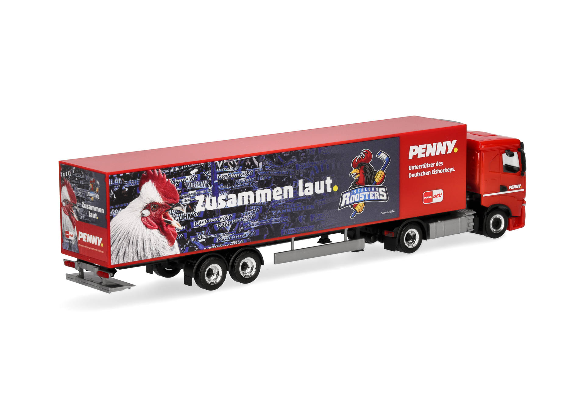 trailer, red, graphic, roosters, branding