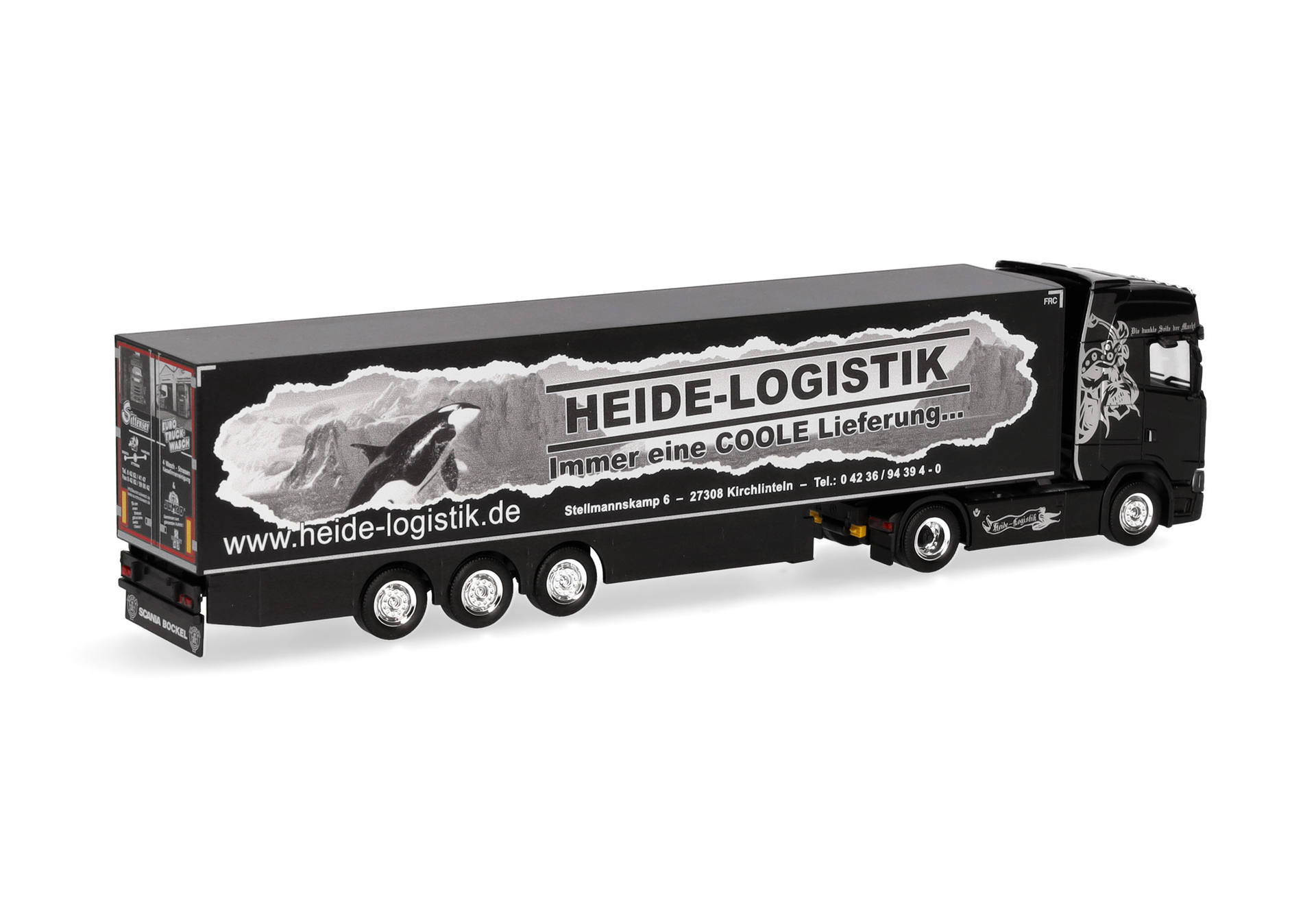 Scania CS 20 HD refrigerated box semitrailer truck "Heide Logistik"