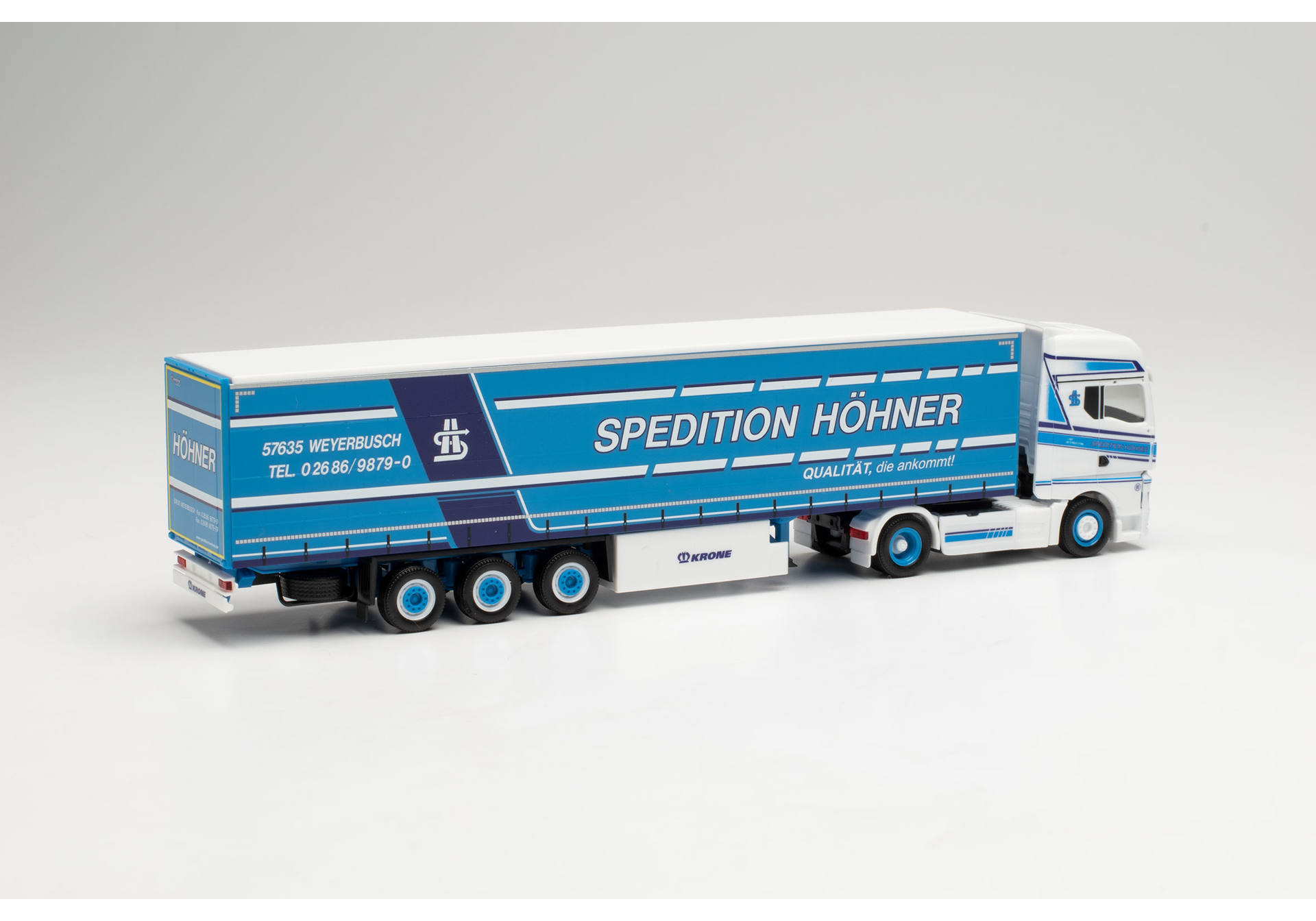 MAN TGX GX Gardinenplanen-Sattelzug „Höhner“