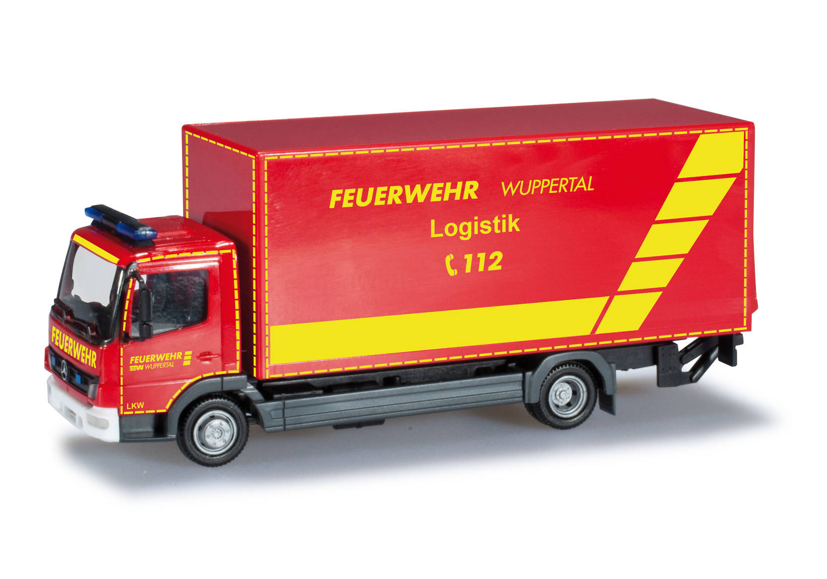 Mercedes-Benz Atego box trailer with liftgate "Wuppertal Fire Department, GW logistics"