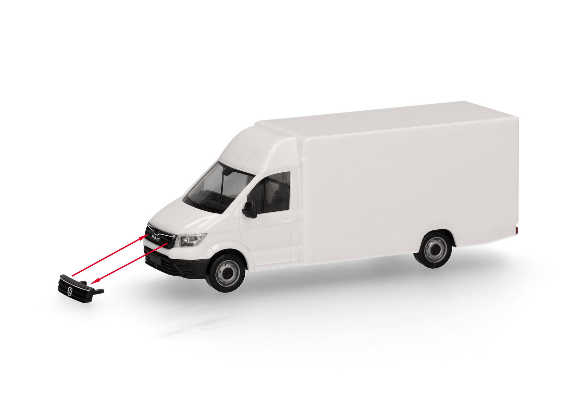 Herpa MiniKit: MAN TGE/VW Crafter Paketverteilfahrzeug, weiß