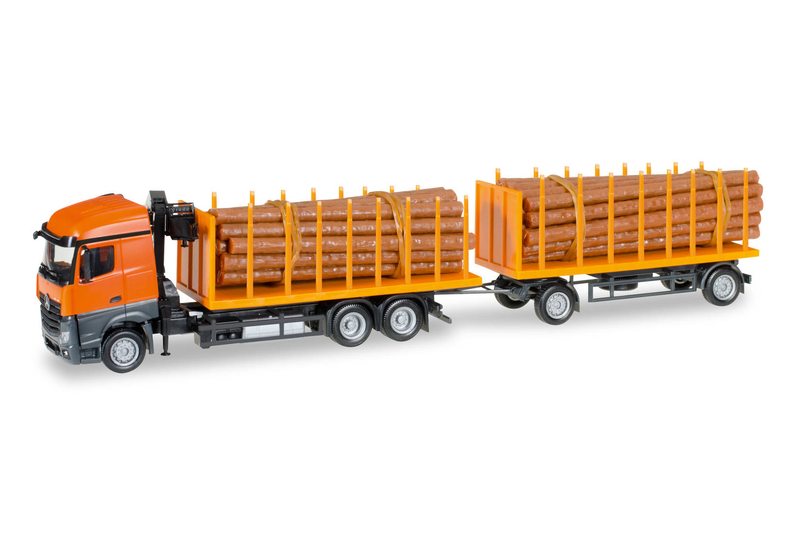 Mercedes-Benz Actros Streamspace 2.5 Holztransporter-Hängerzug, kommunalorange