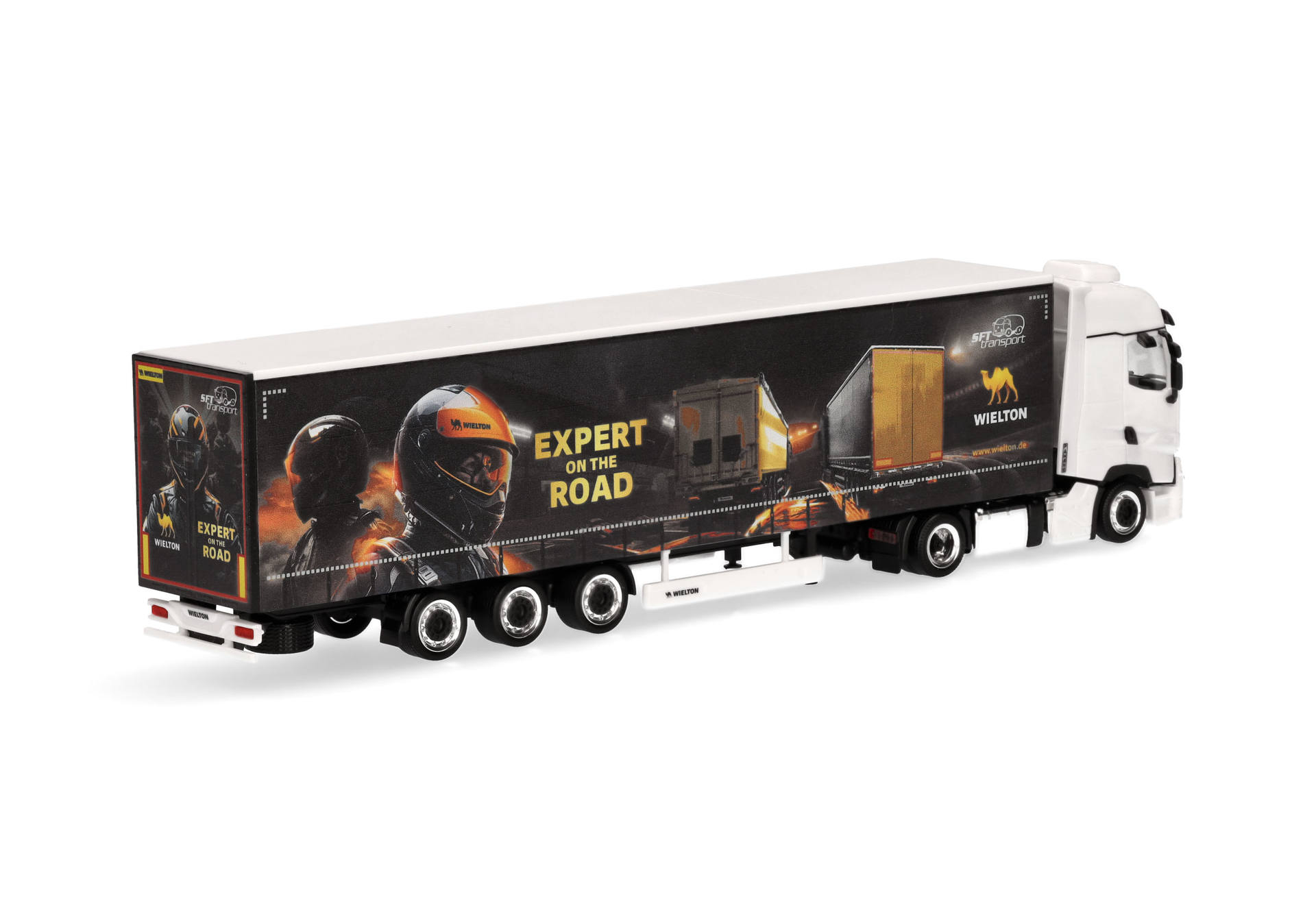 Renault T facelift lowliner curtain canvas semitrailer truck "SFT / Wielton" (Bavaria / Küps)