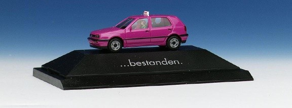 VW Golf III M. Roof sign and 3 people