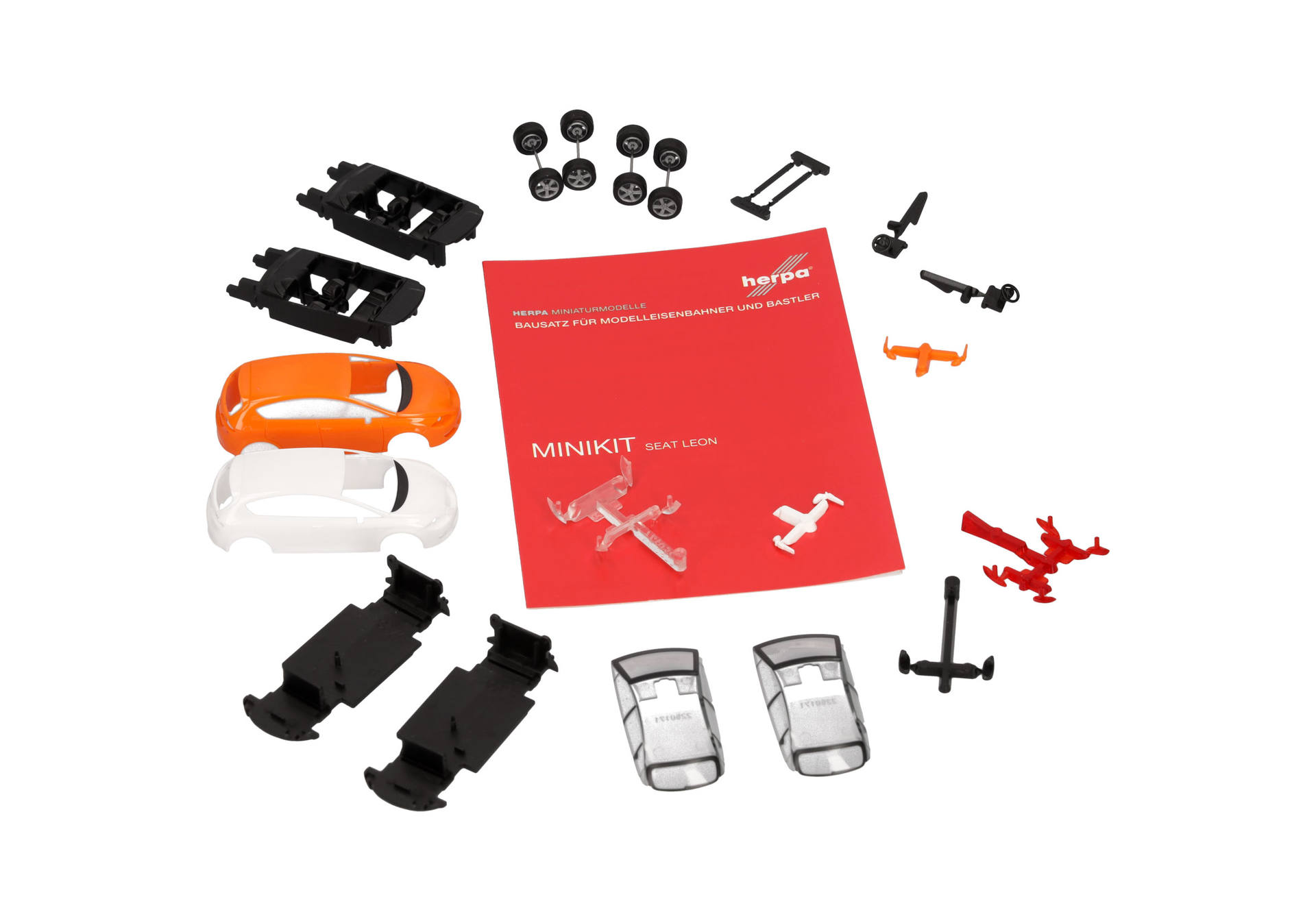 Herpa MiniKit: Seat Leon, naranja/candyweiß (2 Stück)