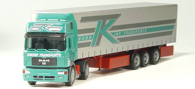 MAN F2000 Evo curtain canvas semitrailer "Knorr Transporte"