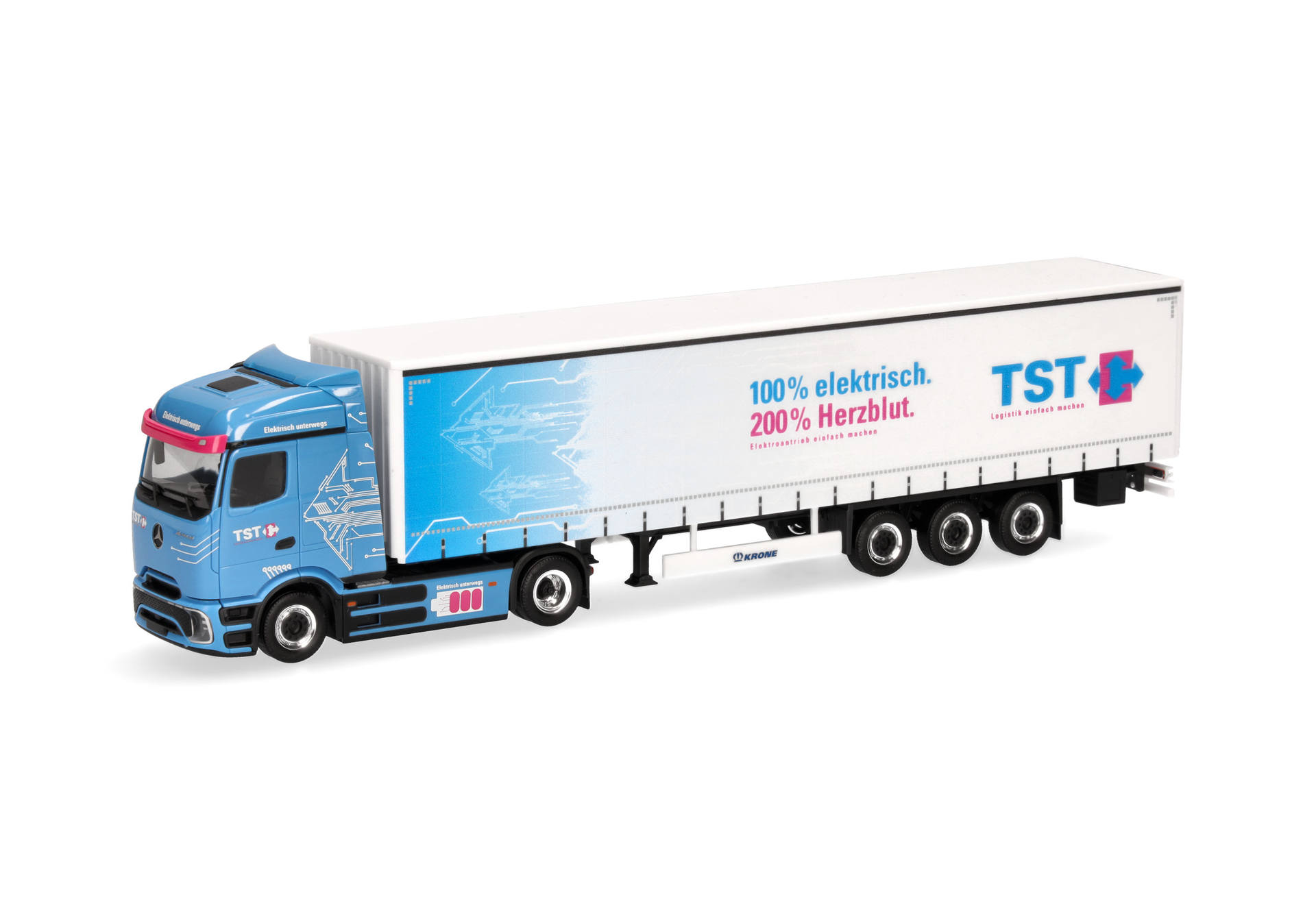 Mercedes-Benz eActros 600 ProCabin Streamspace curtain canvas semitrailer "TST Logistik"