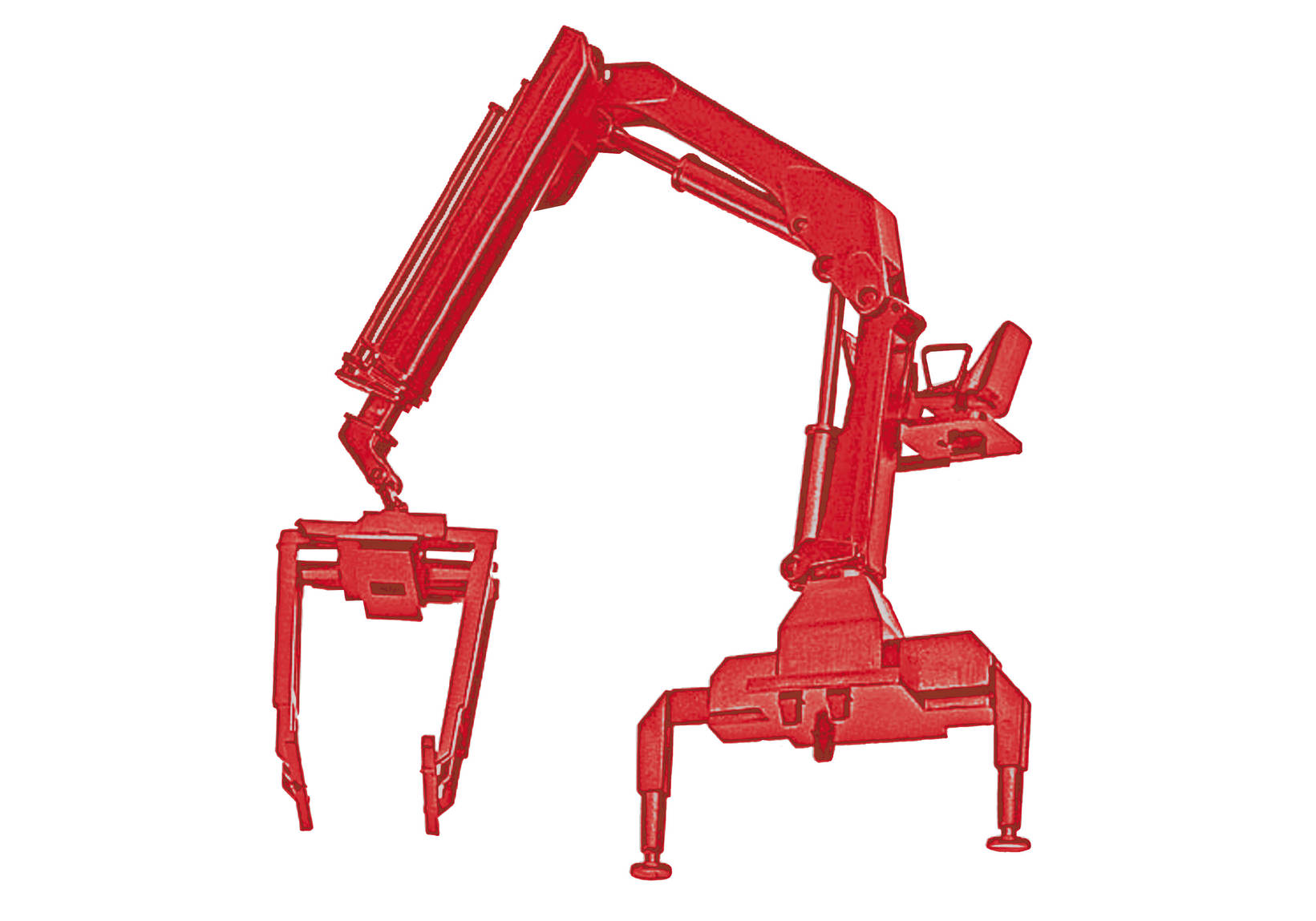 Hiab Ladekran mit Palettengabel, rot