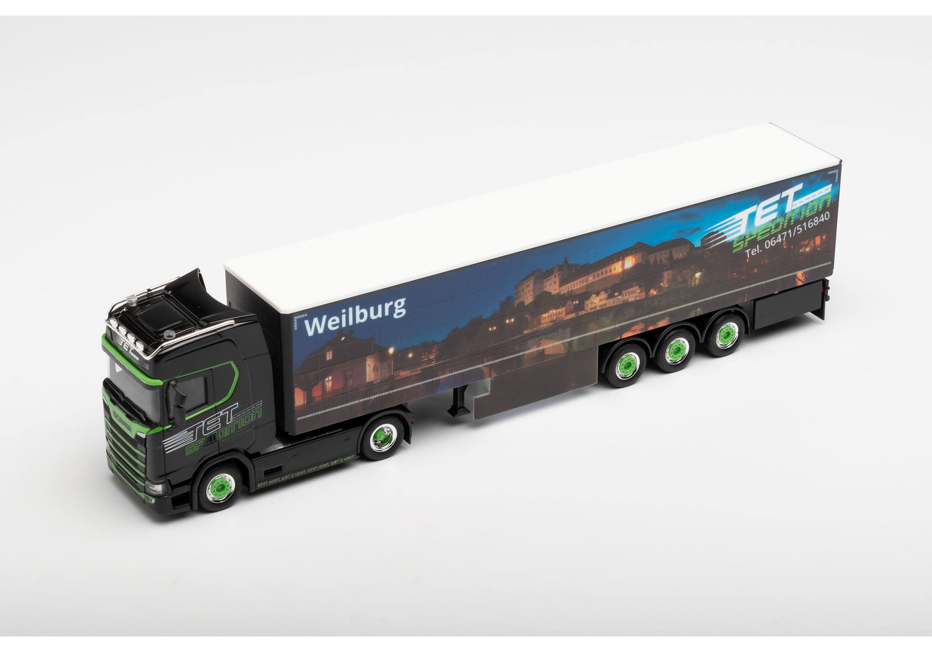 Scania CS high roof curtain canvas semitrailer TET Weilburg / Limburg