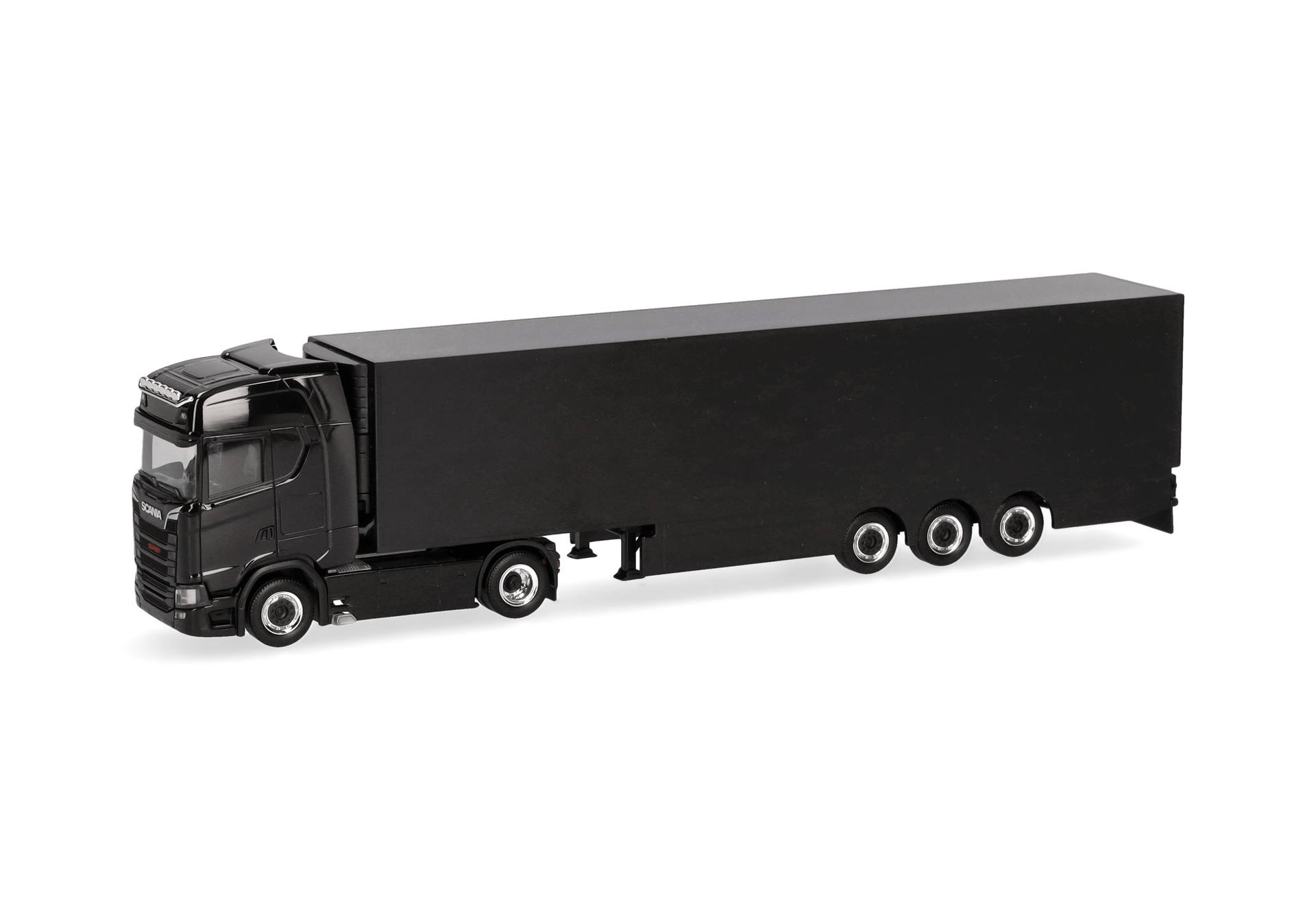 Scania CS 20 HD refrigerated box semirailer truck, black