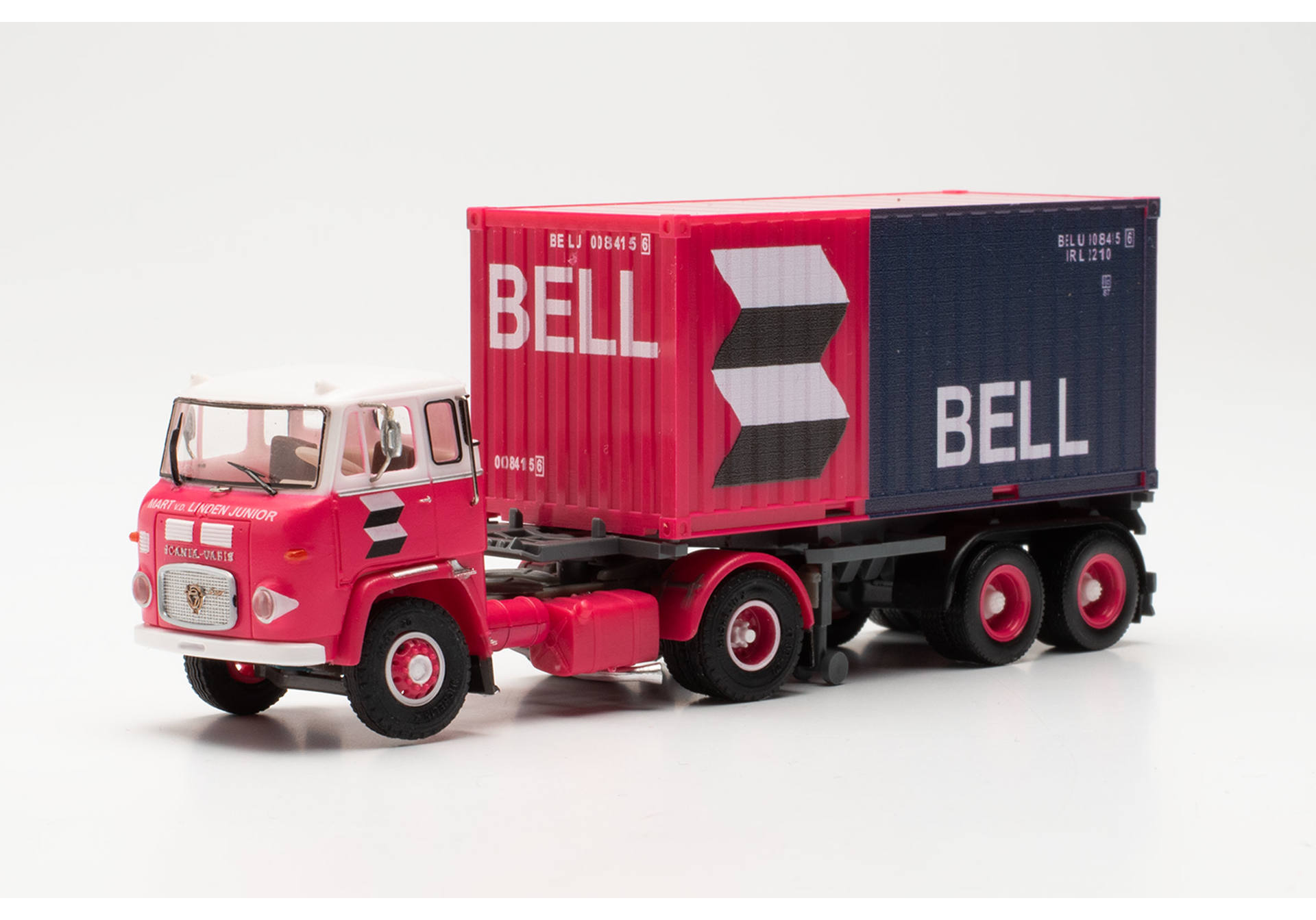 Scania LB 76 container semitrailer truck "van der Linden/Bell" (Netherlands/Lisse)