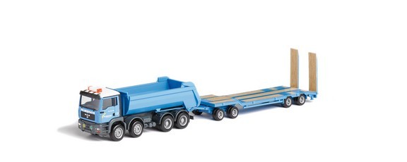Man TGA tipper with Goldhofer deep charging trailer