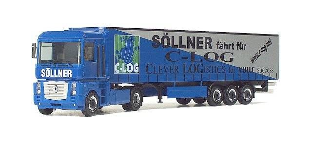 Renault Magnum canvas curtain semitrailer "Soellner"