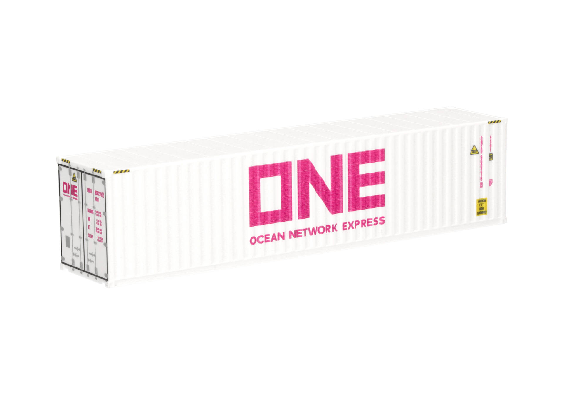 shipping container, white container, shipping, cargo container, ONE branding