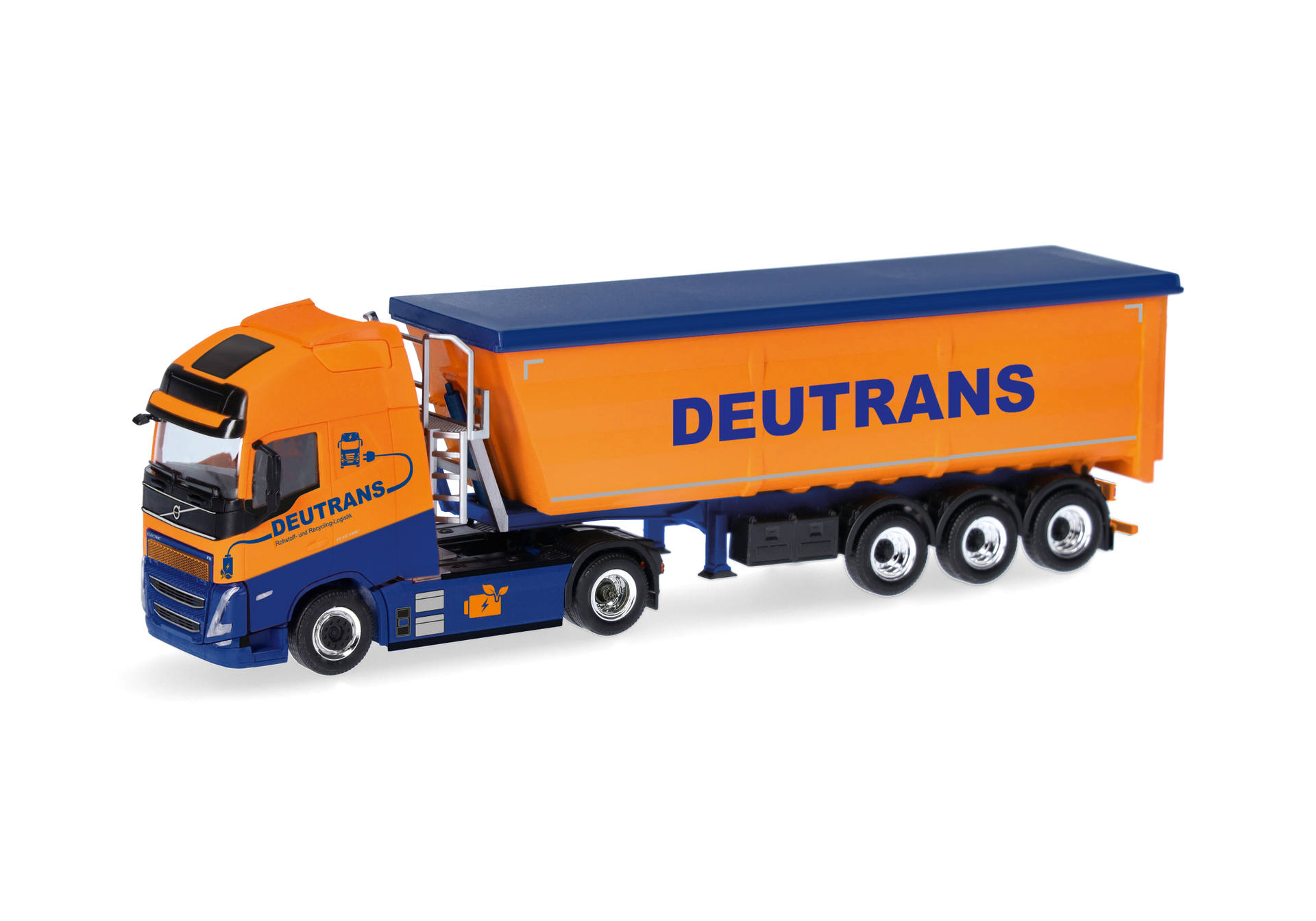 truck, semi-trailer, orange truck, blue and orange, DEUTRANS