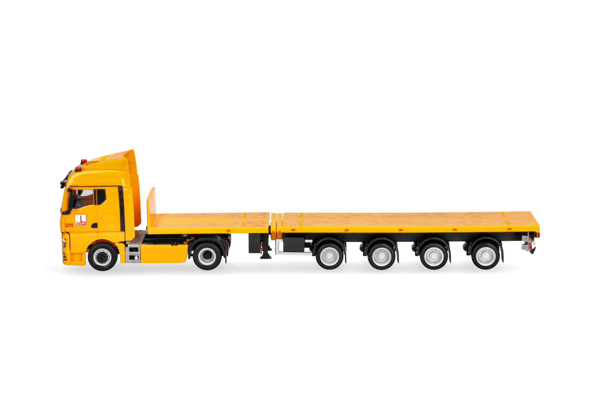 truck, semi-truck, flatbed, trailer, yellow