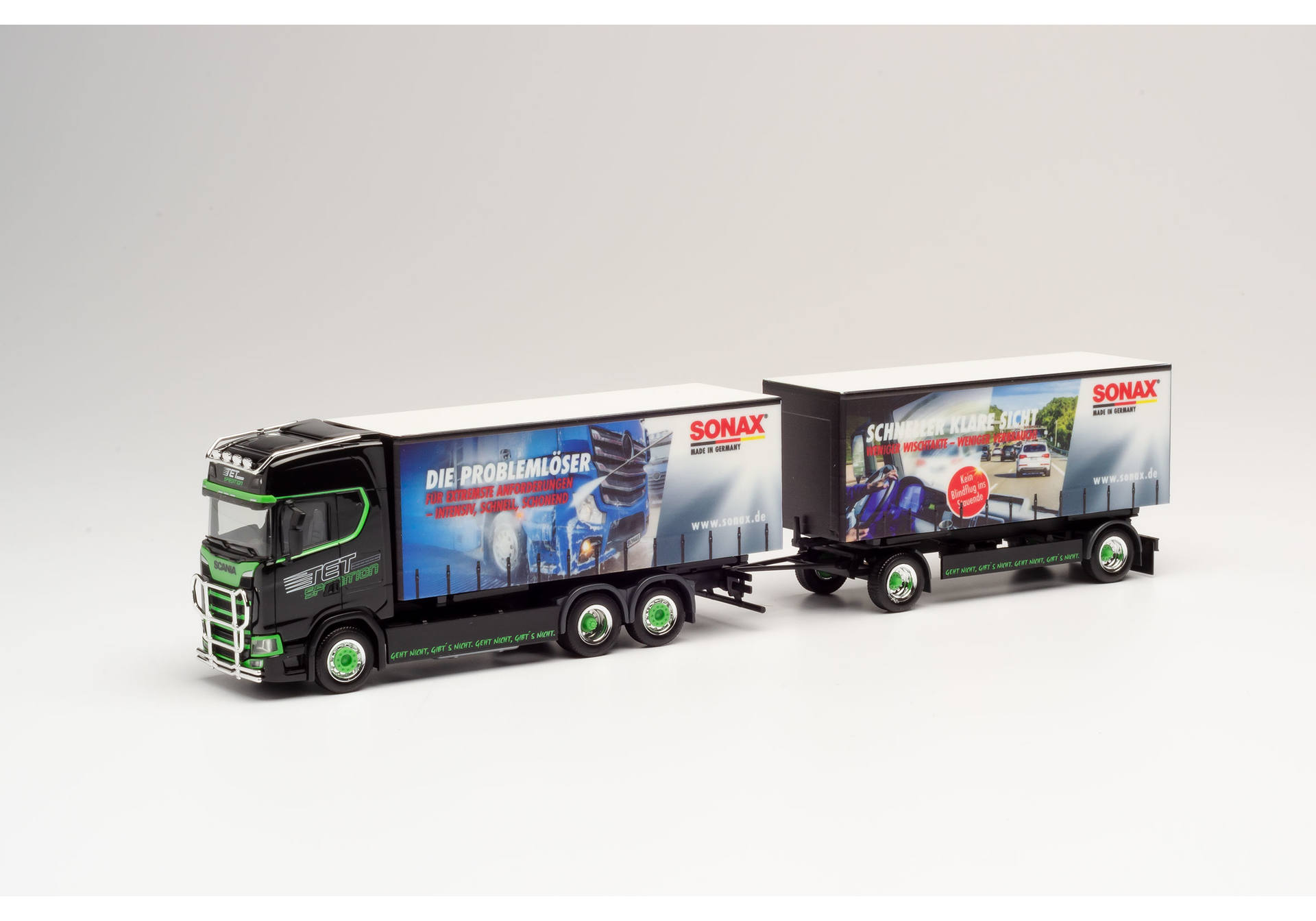 Scania CS 20 HD Wechselgardinenplanen-Hängerzug "TET / Sonax"