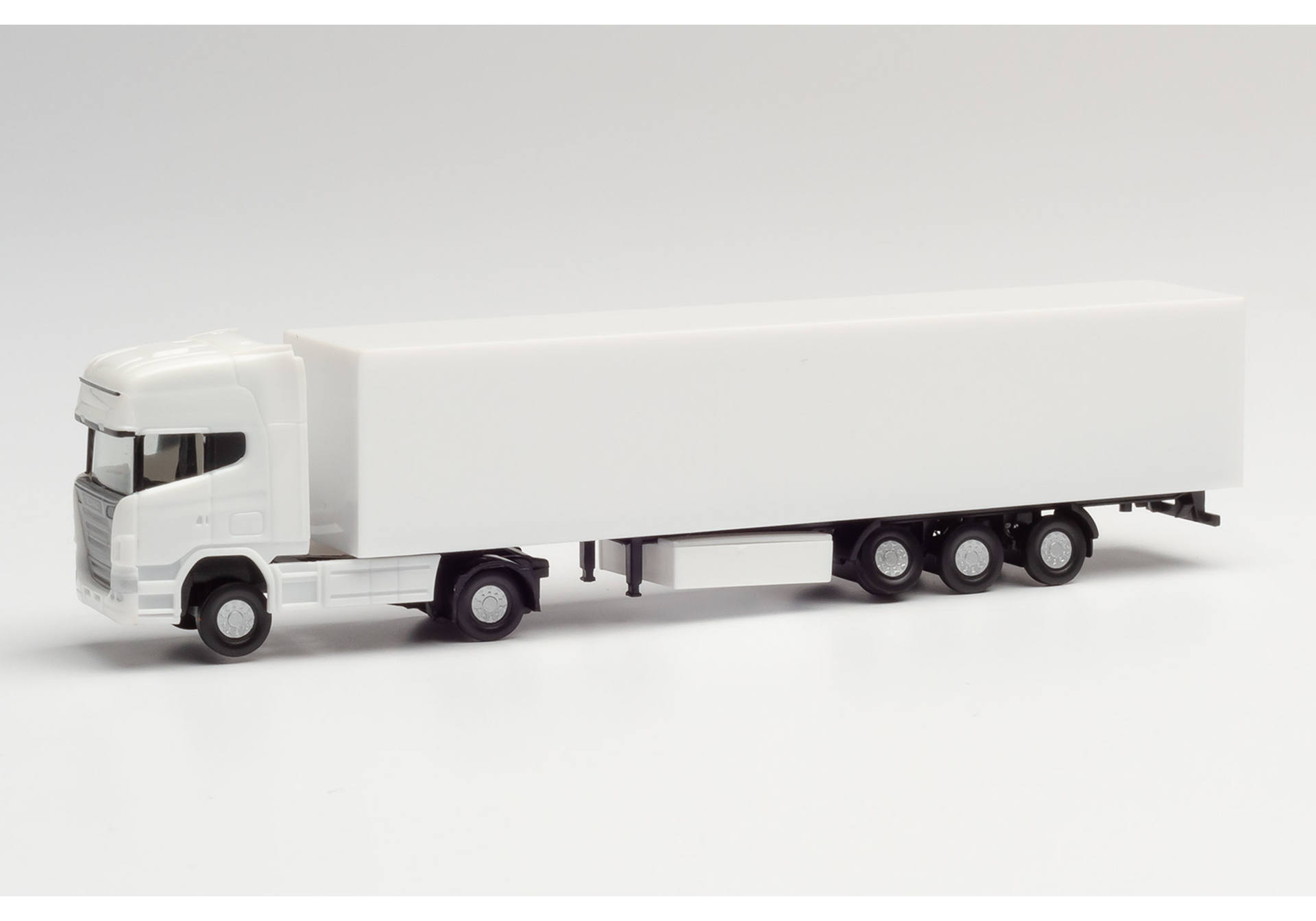Herpa MiniKit: Scania R TL box semitrailer truck, white
