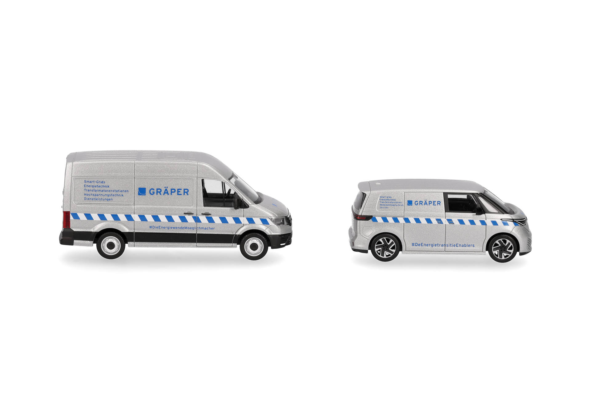 Set of 2: Volkswagen (VW) Crafter box high roof and VW ID.Buzz Cargo "Gräper"