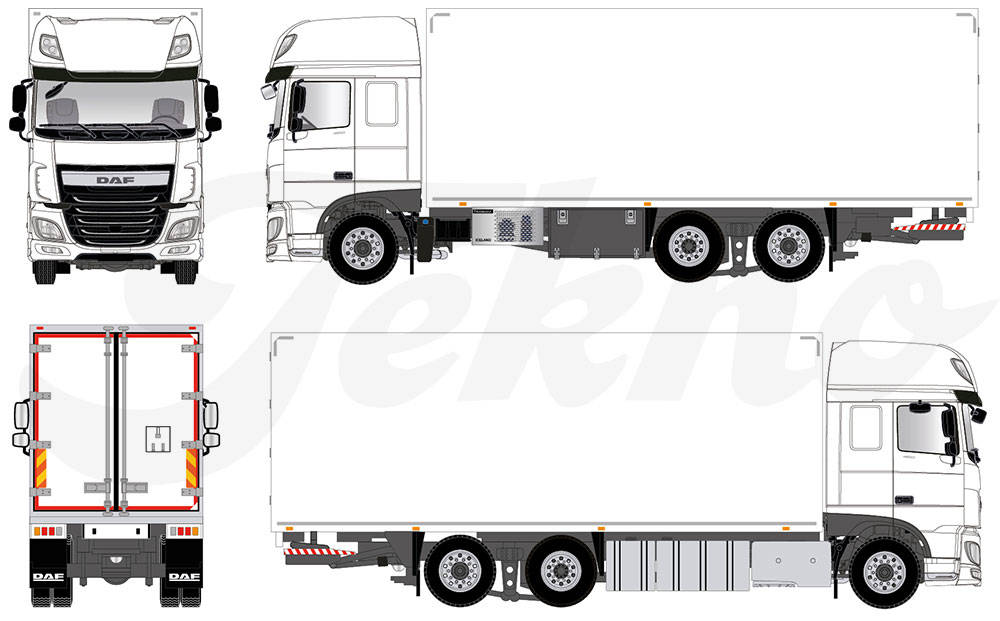 DAF XF 106 SSC box trailer 3-axles