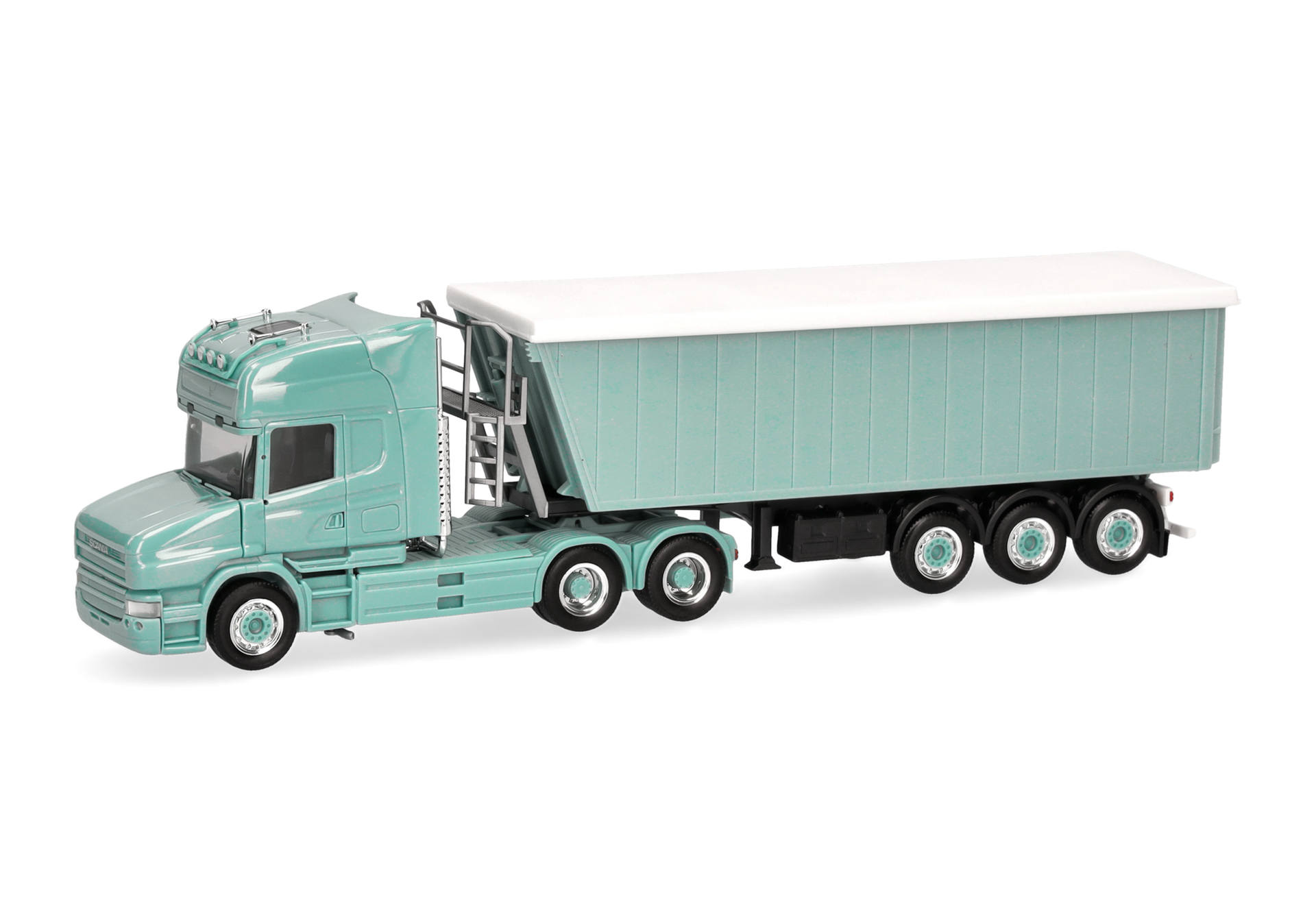 Scania Hauber Topline Stöffelliner semitrailer truck, turquoise