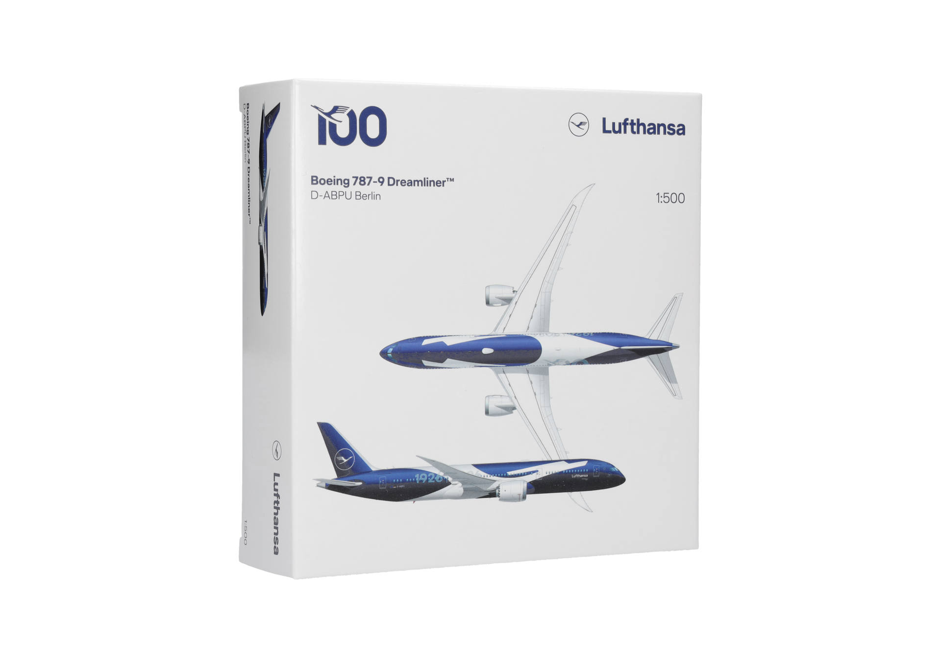 Modellbau-Set, Boeing 787-9, Dreamliner, 1:500 Maßstab, Verpackungskarte