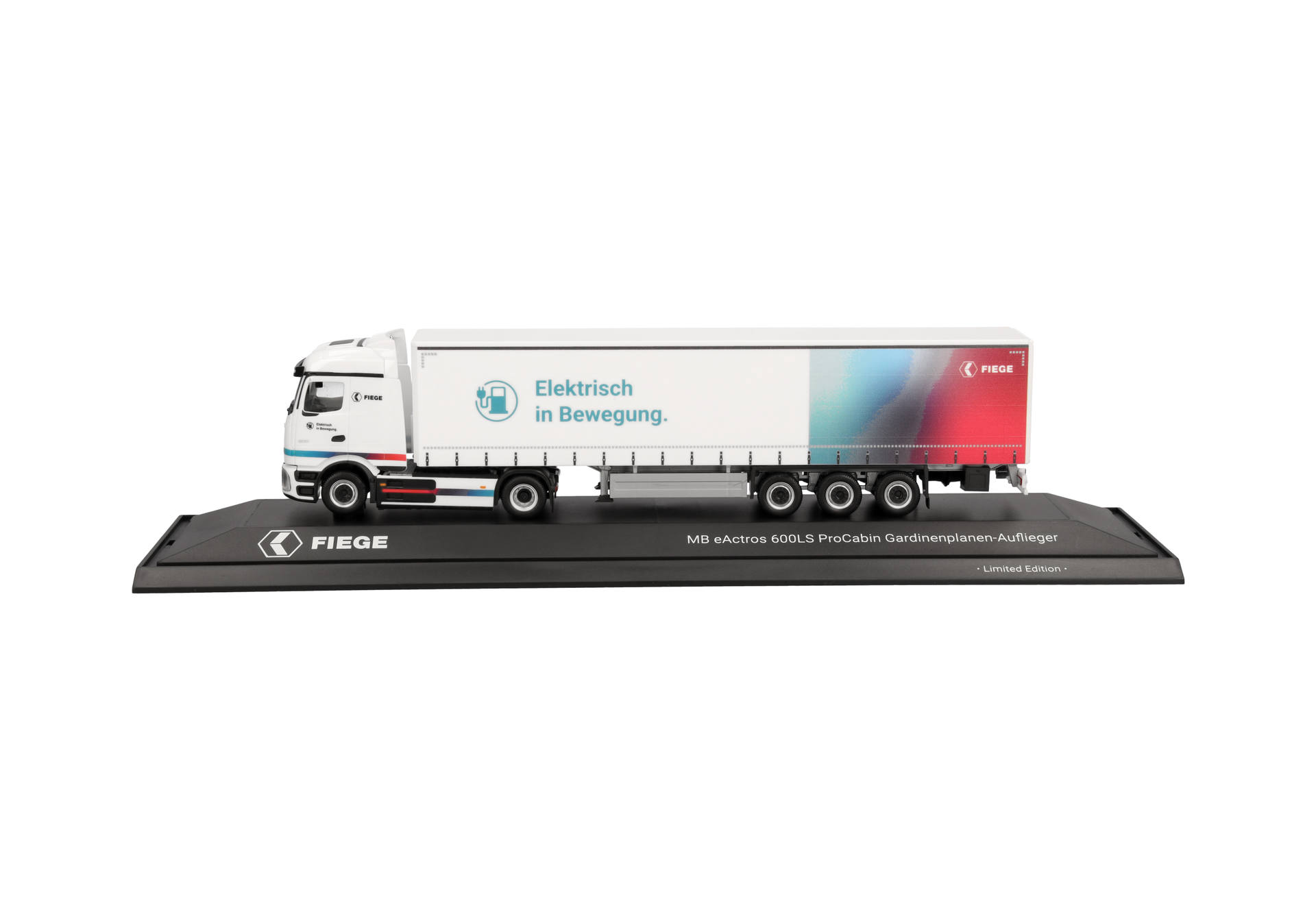 Mercedes-Benz eActros 600 ProCabin Streamspace curtain canvas semitrailer truck "FIEGE Logistik"
