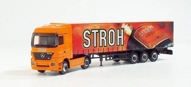 Mercedes-Benz Actros LH tarp curtain semitrailer "Stroh Rum"