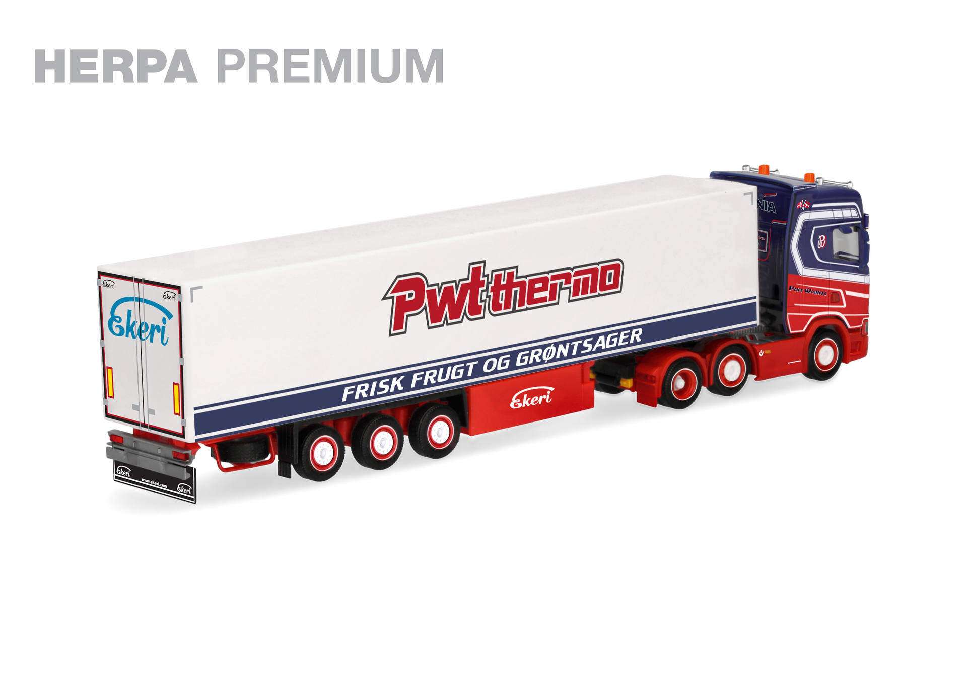 truck trailer, semi-trailer, red white blue, brandless container, model truck