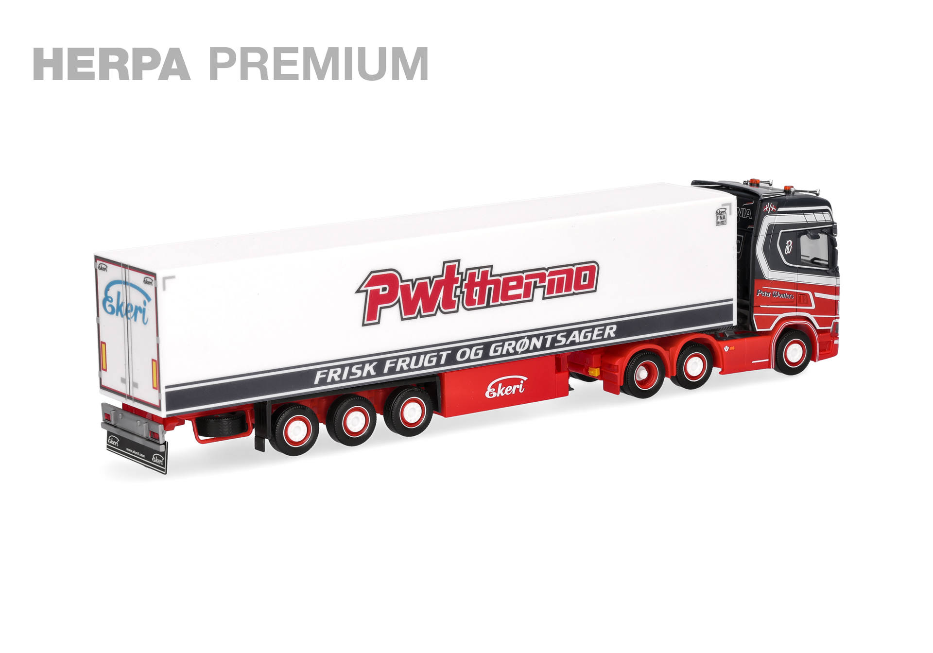 truck trailer, semi-trailer, red white blue, brandless container, model truck, truck, semi-trailer, trailer, red truck, model