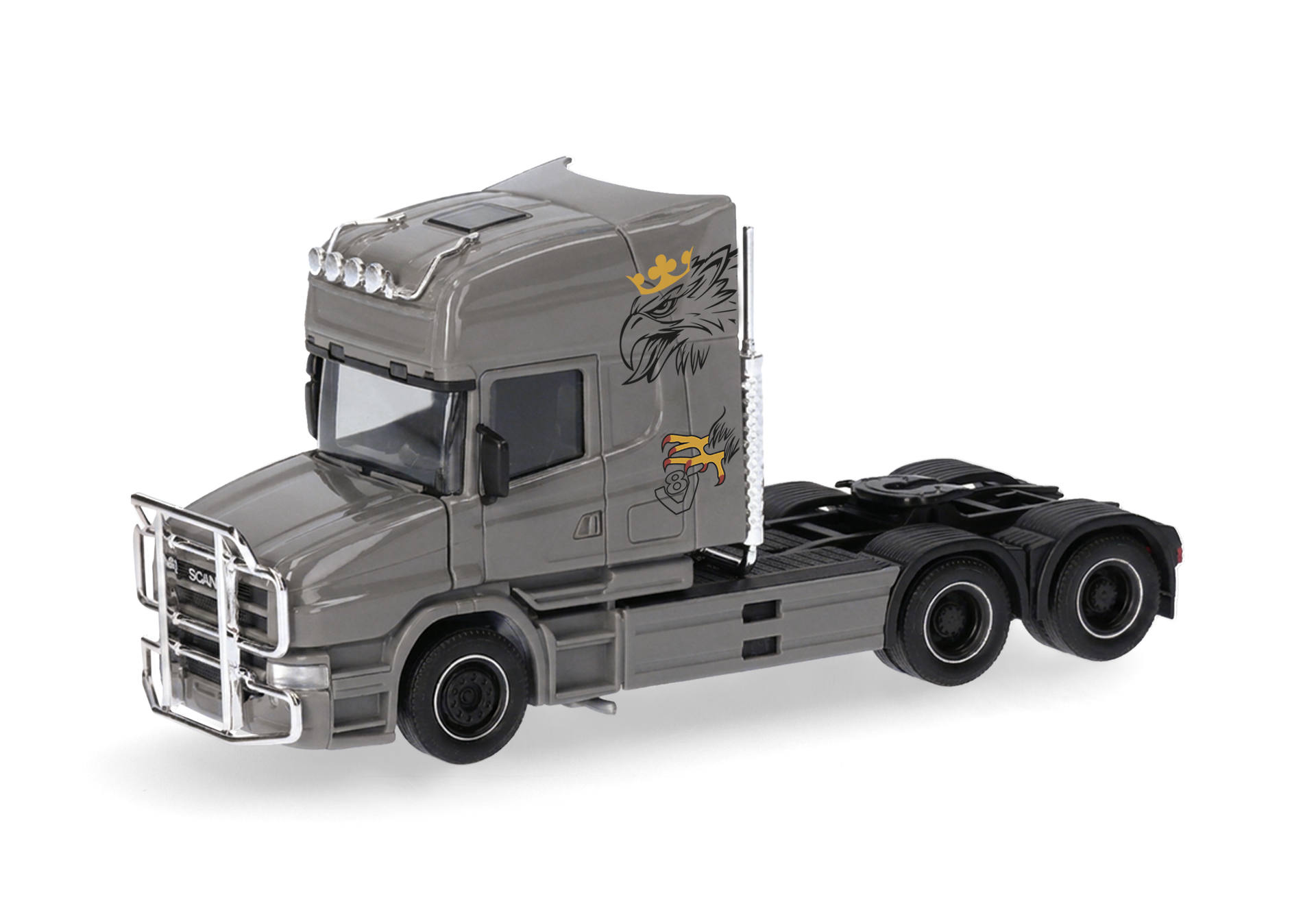 truck, tractor, semi-truck, gray, decorative decal