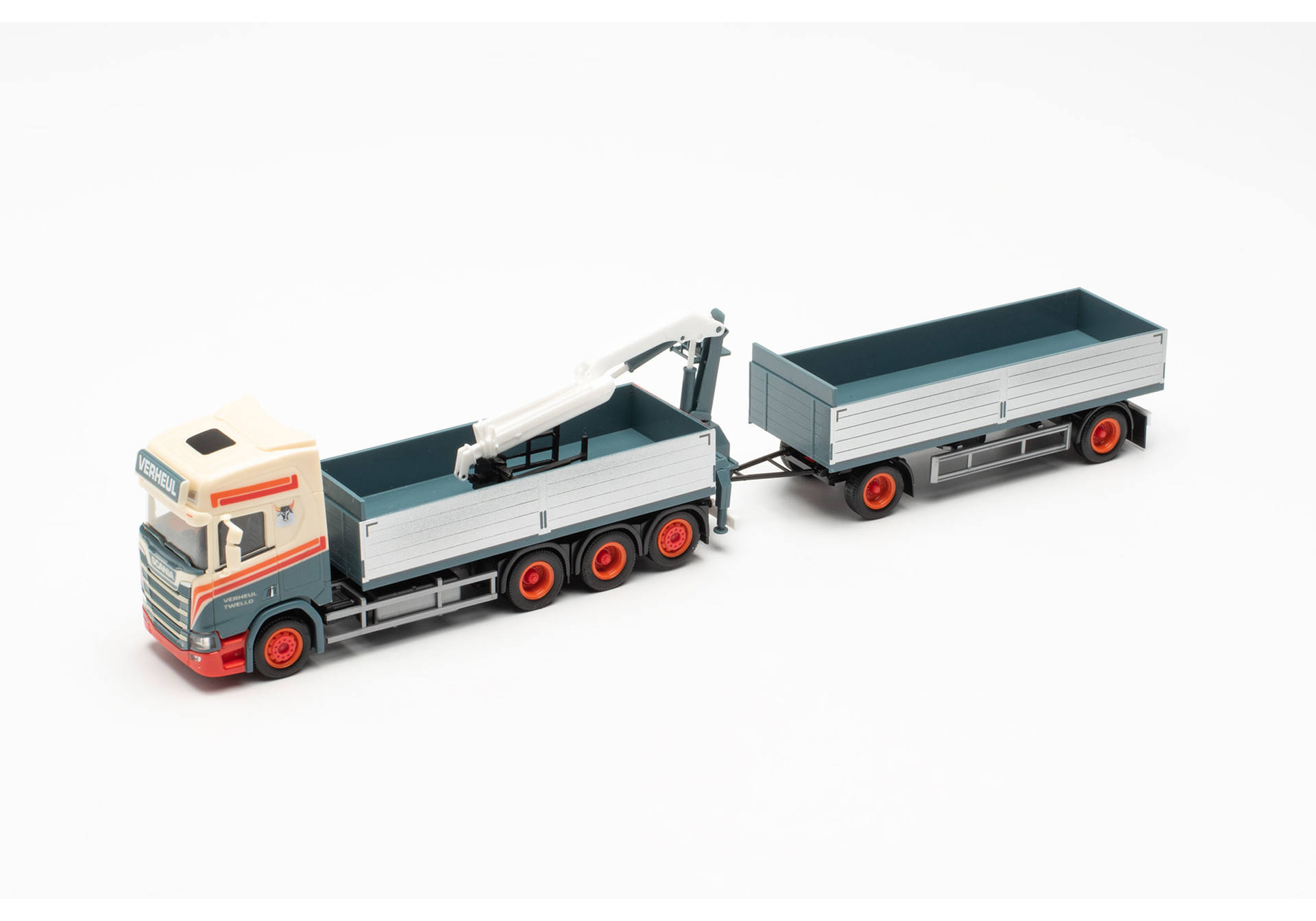 Scania CR 20 HD Pritschen-Hängerzug mit Ladekran „Verheul“ (Niederlande/Twello)