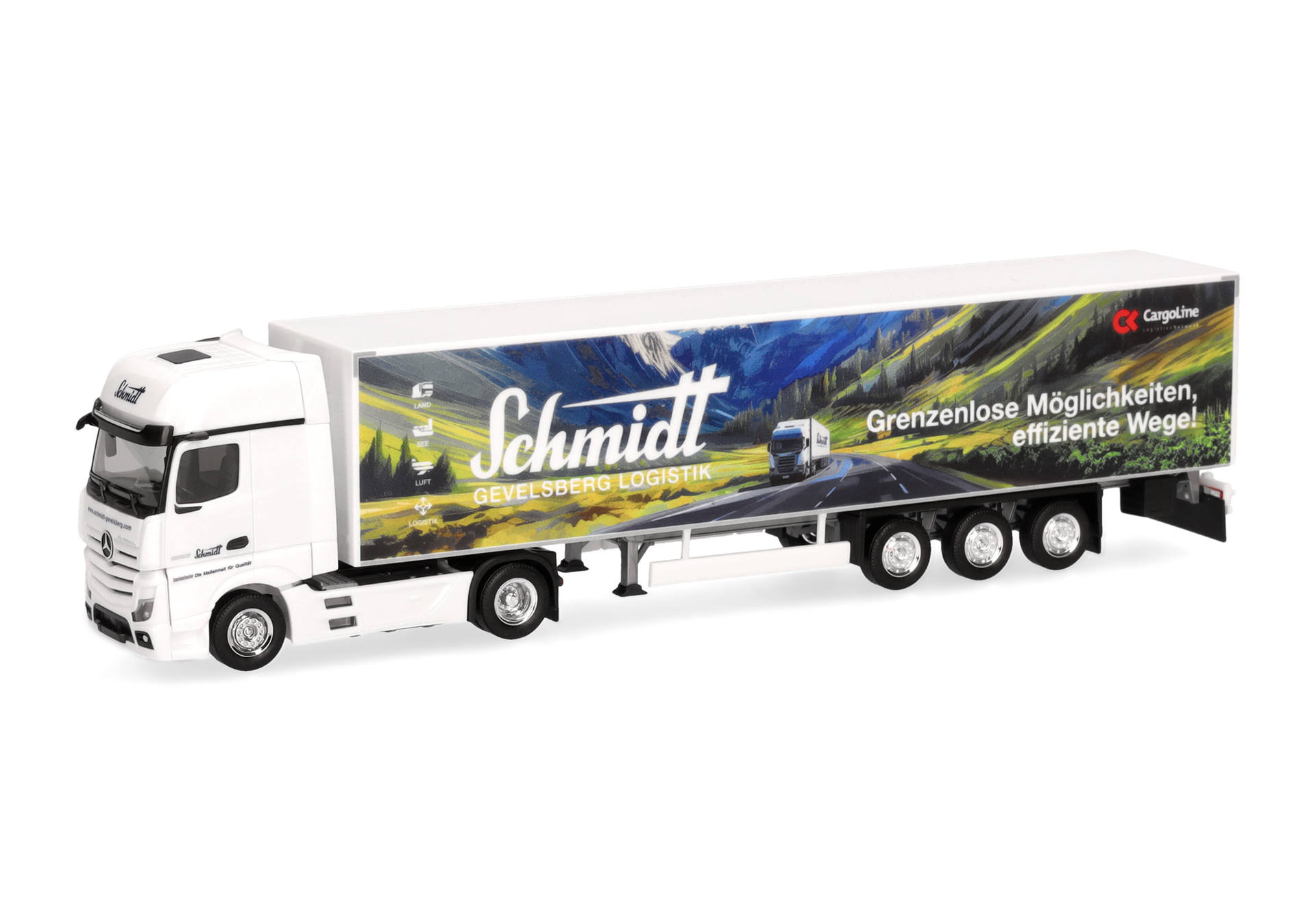 Mercedes-Benz Actros L '18 Gigaspace box semitrailer "Schmidt Gevelsberg/mountain landscape"