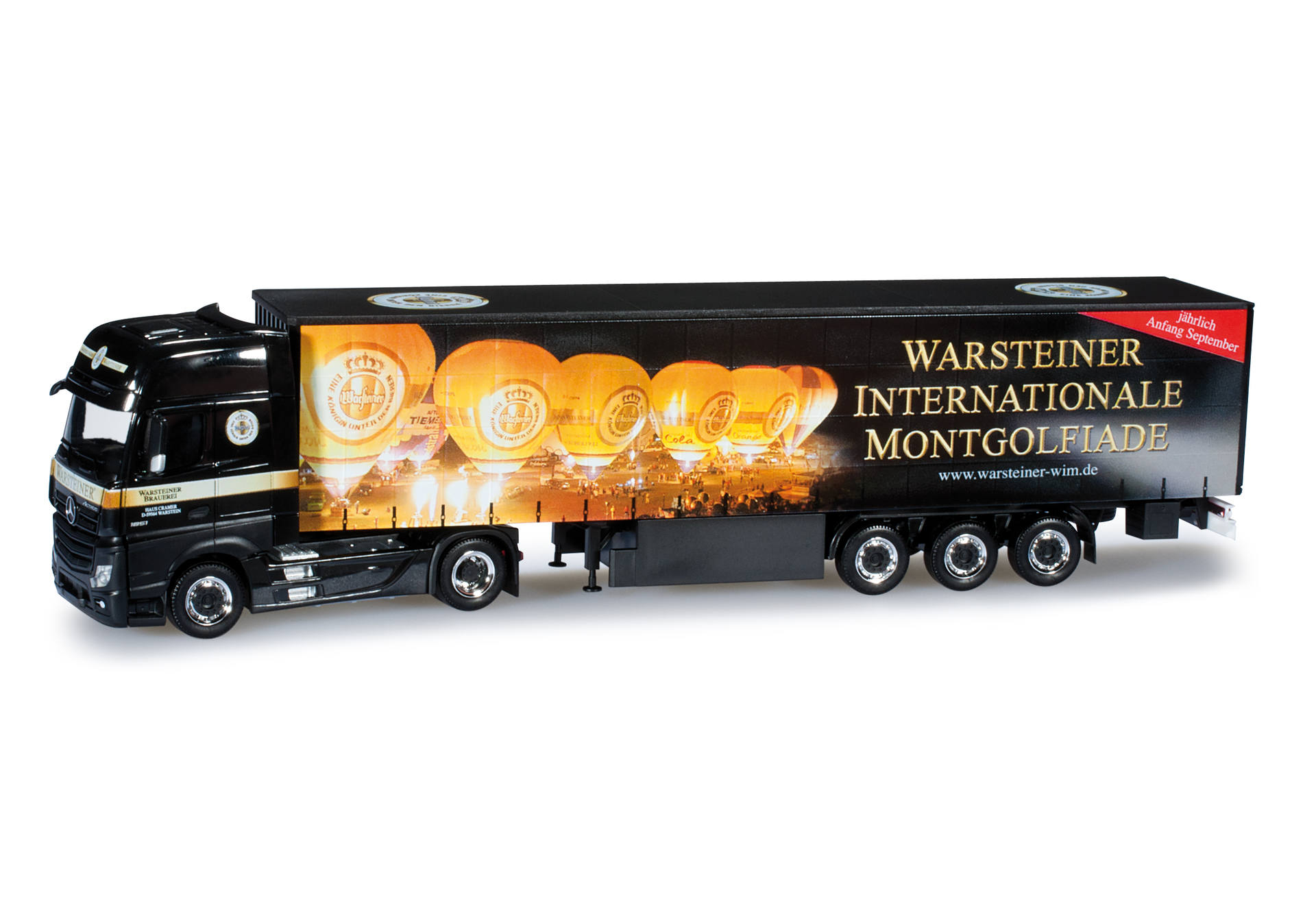 Mercedes-Benz Actros Gigaspace curtain canvas semtrailer "Warsteiner/Montgolfiade"