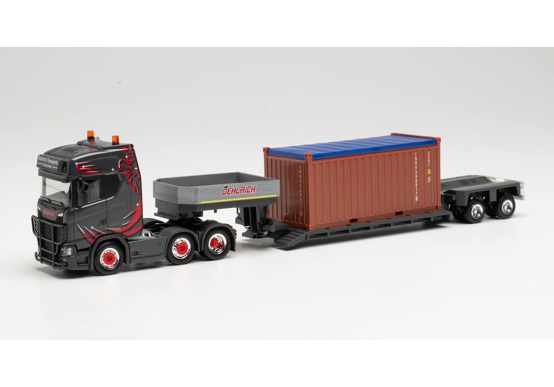 Scania CS 20 HD 6x2 Tieflade-Sattelzug mit Container „Oehlrich“