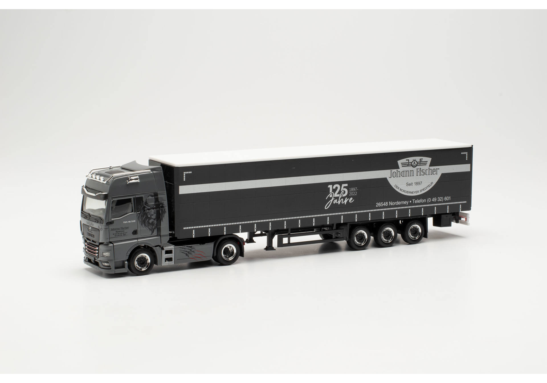 MAN TGX GX individual curtain canvas semi truck "Fischer"