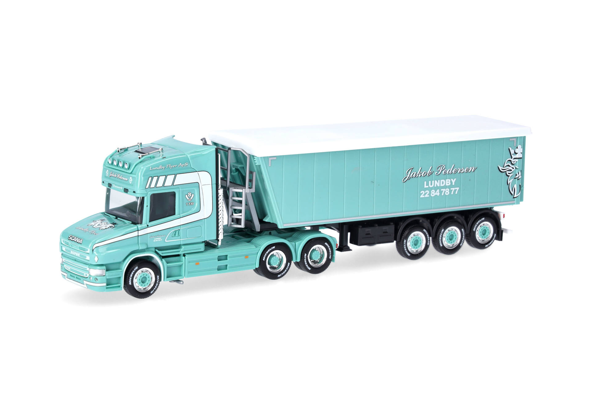 Scania Hauber Topline Stöffelliner semitrailer truck "Jakob Pedersen/Lundby"
