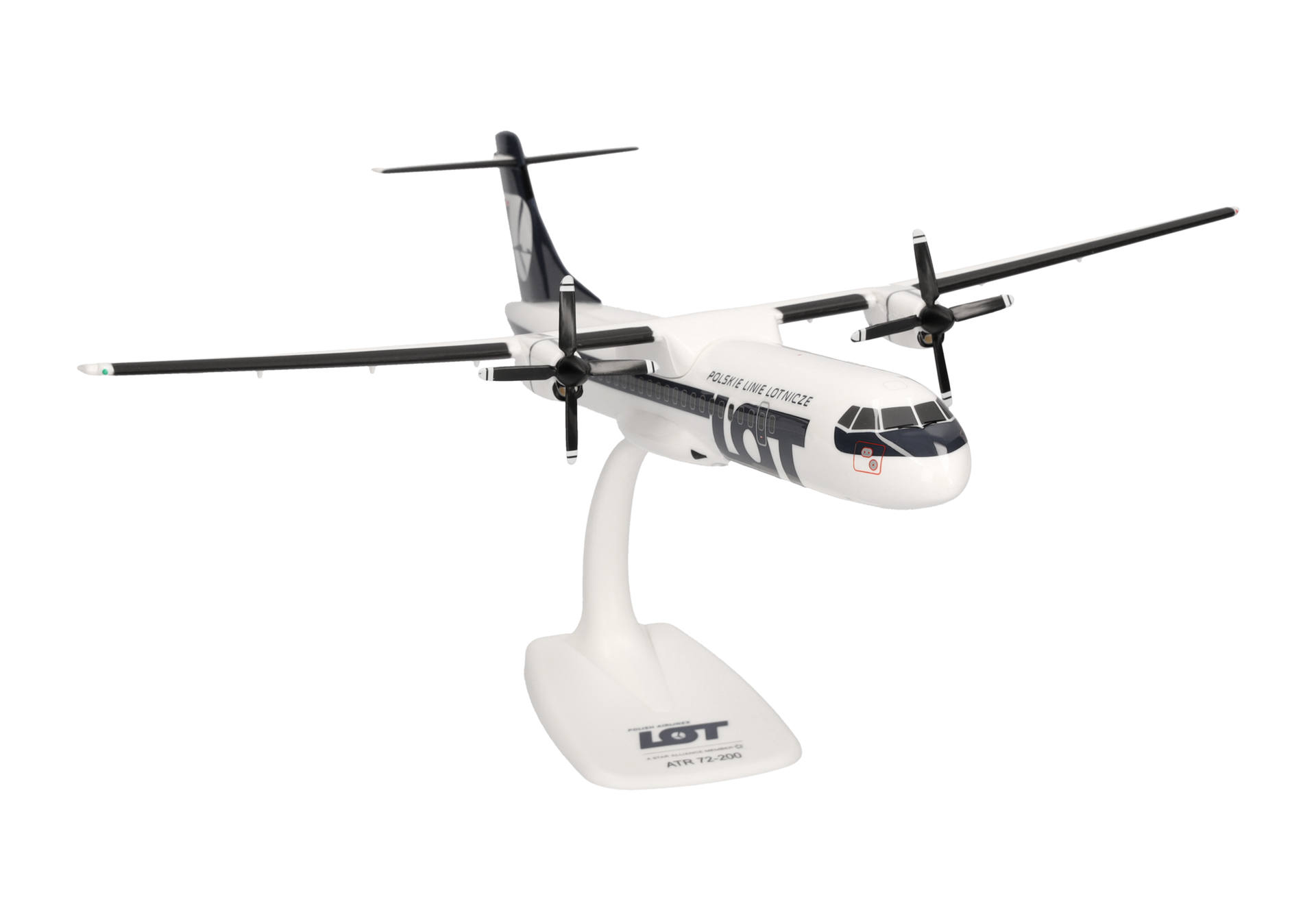 airplane model, twin-engine, propeller plane, white model, stand display