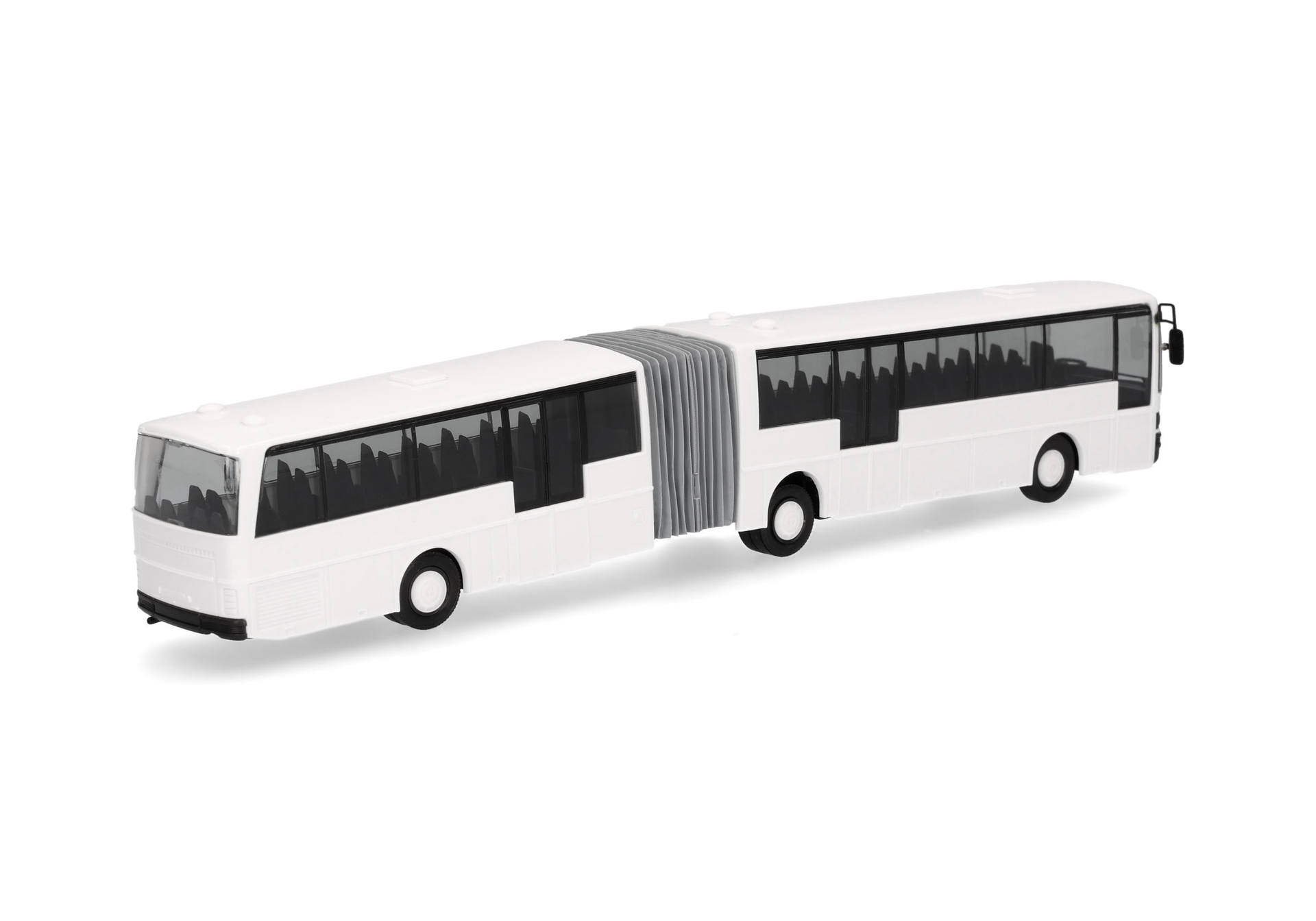bus, model, white, double-segment, articulated