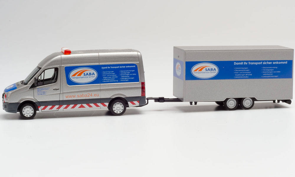 Volkswagen Crafter box high roof with tandem trailer truck "SABA Transportservice"