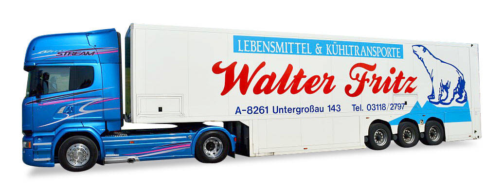 Scania R TL BlueStream refrigerated semitrailer "Walter Fritz"