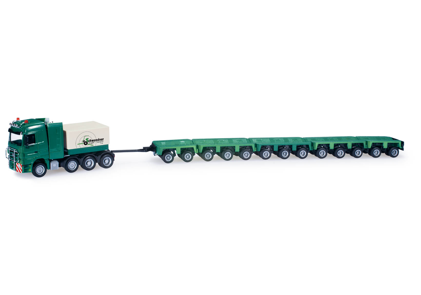 Mercedes-Benz Actros LH low boy semitrailer with 16 axles "Schwandner"