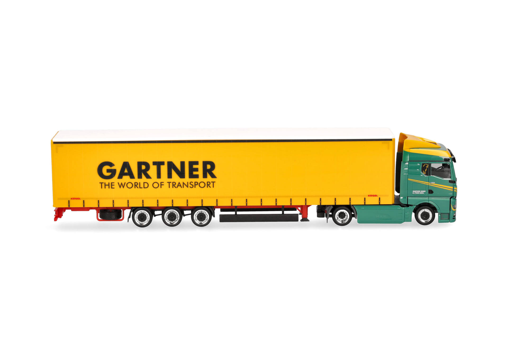 truck, semi-trailer, cargo, yellow trailer, green cab