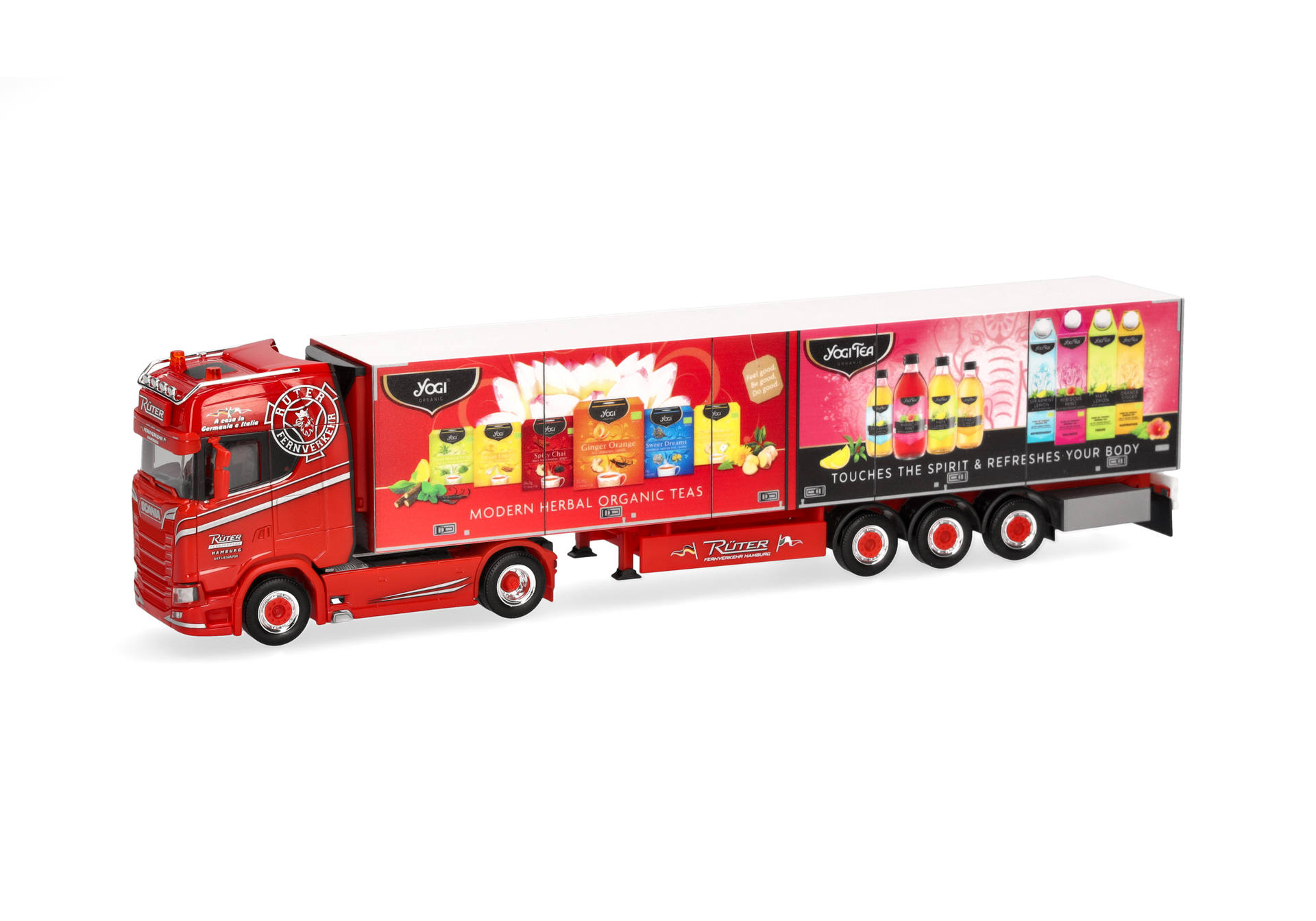 toy-train, truck, trailer, red, branding-screens, toy truck, trailer, red truck, advertising graphics, packaged beverages