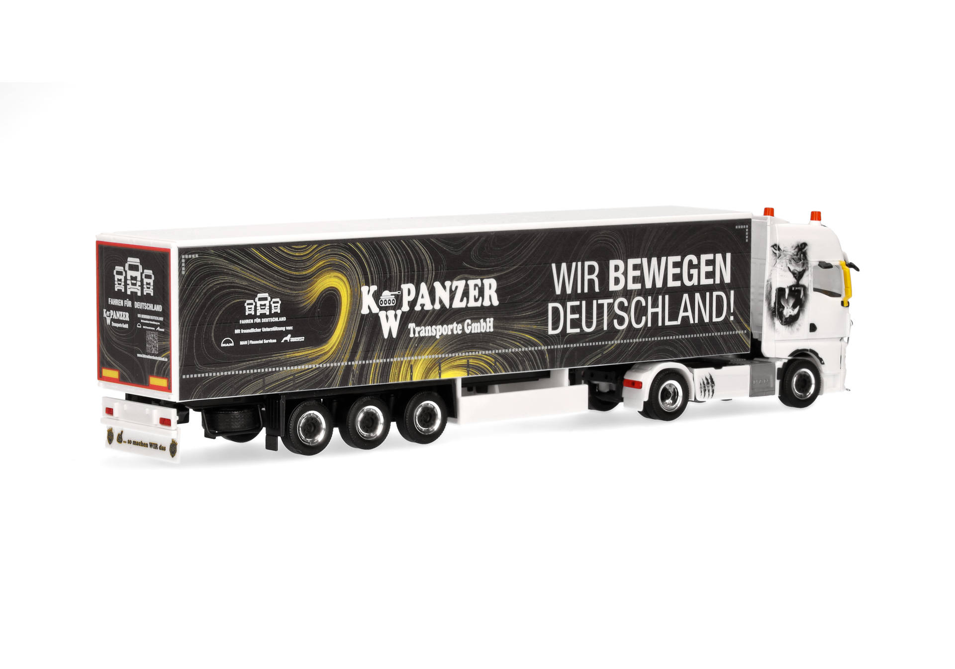 MAN TGX GX curtain canvas semitrailer truck "K.W. Panzer / Wir bewegen Deutschland"